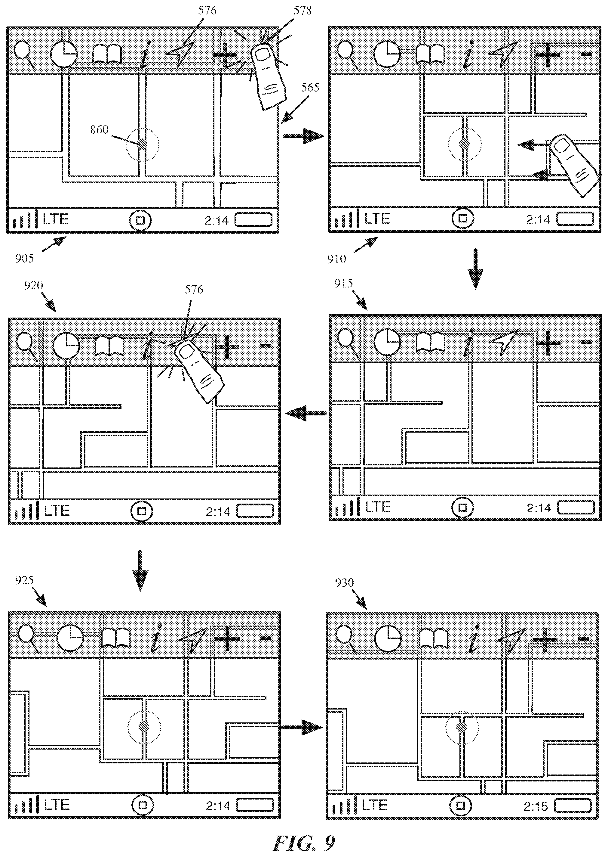 Patent US12320661 Figure 9 – Mapping application with turn-by-turn navigation mode for output to vehicle display