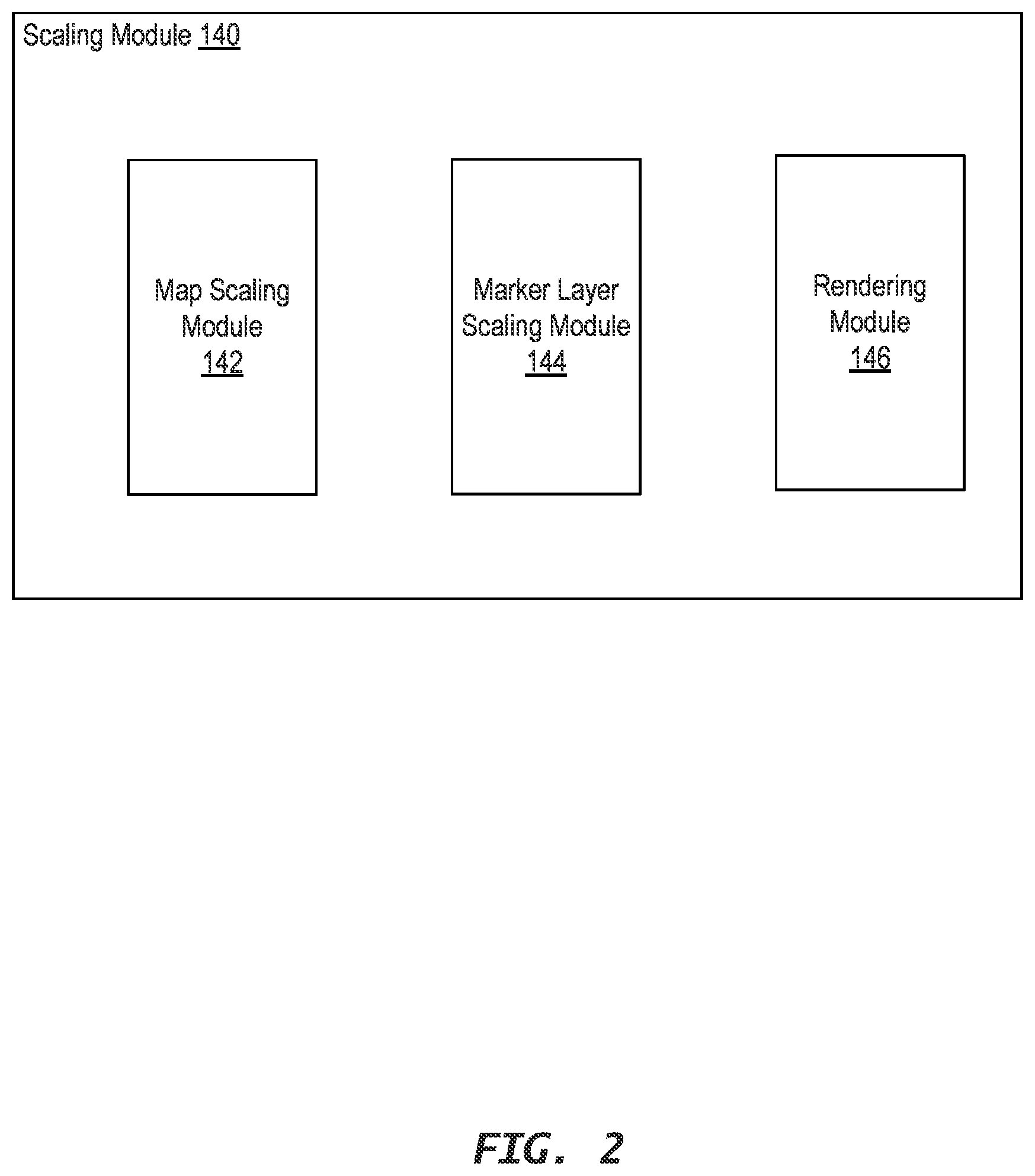Patent US12320663 Figure 2 – Dynamic scaling of geospatial data on maps