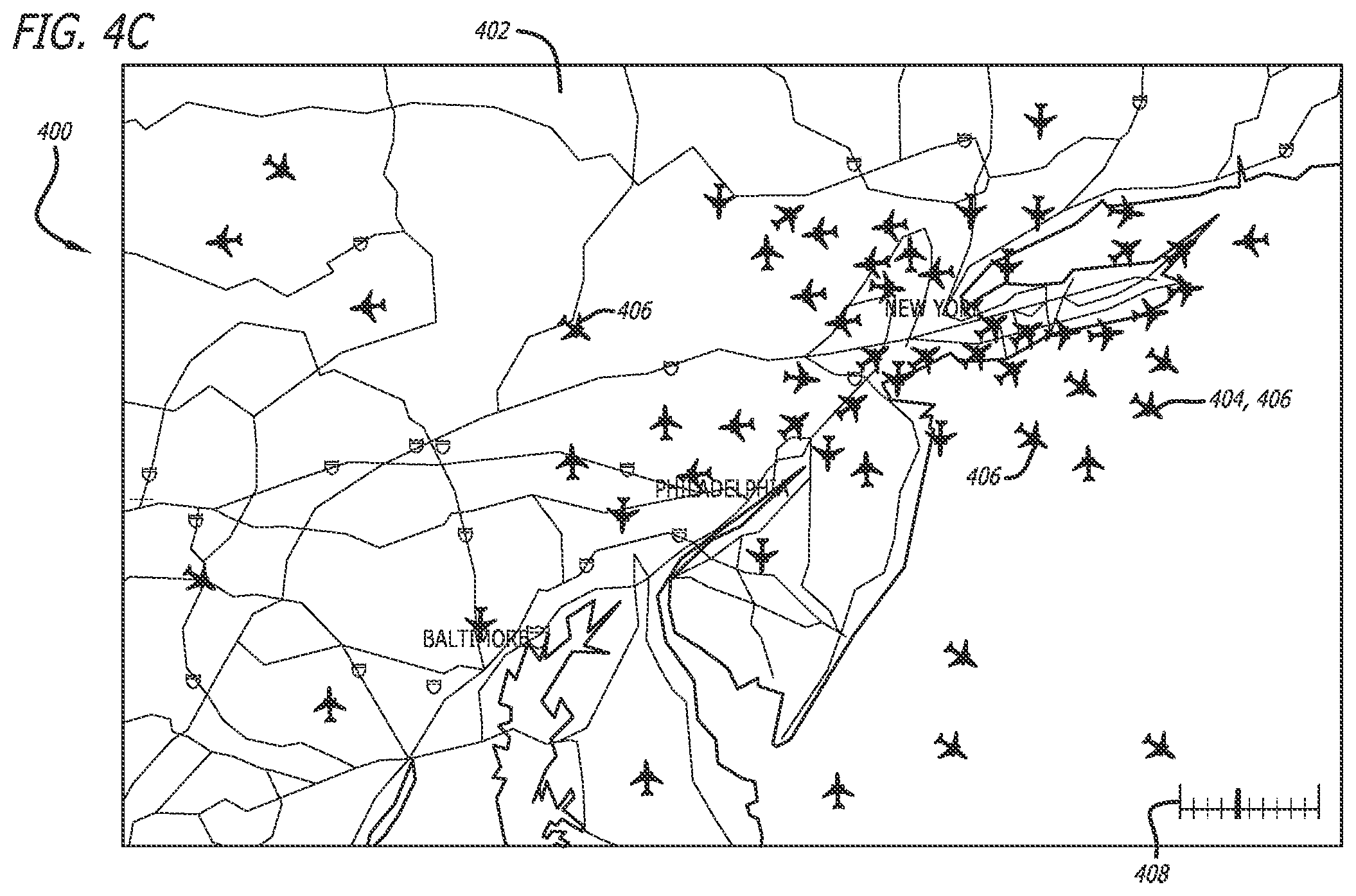 Patent US12320663 Figure 6 – Dynamic scaling of geospatial data on maps
