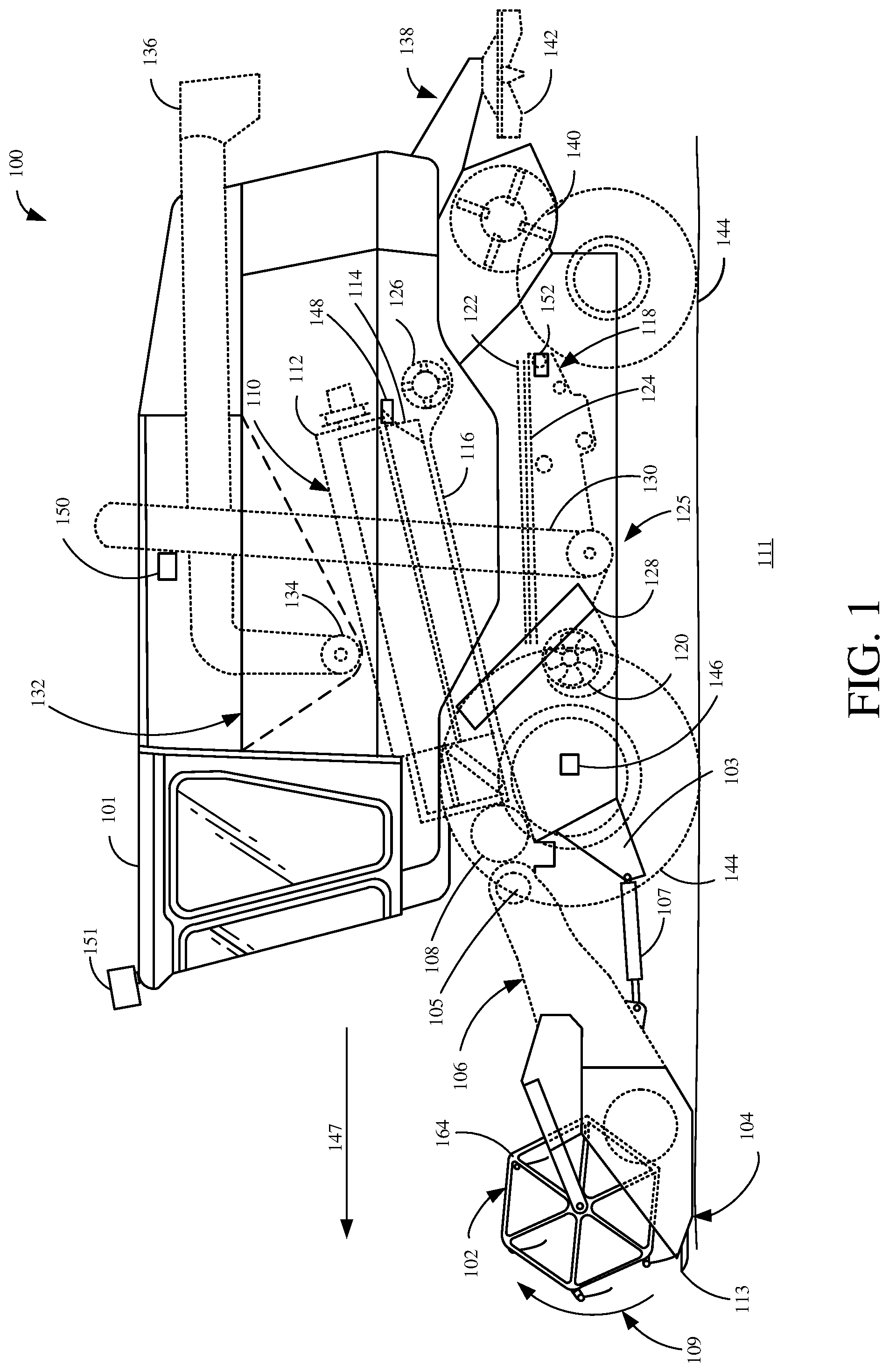 Patent US12320666 Figure 1 – Machine control using a predictive map