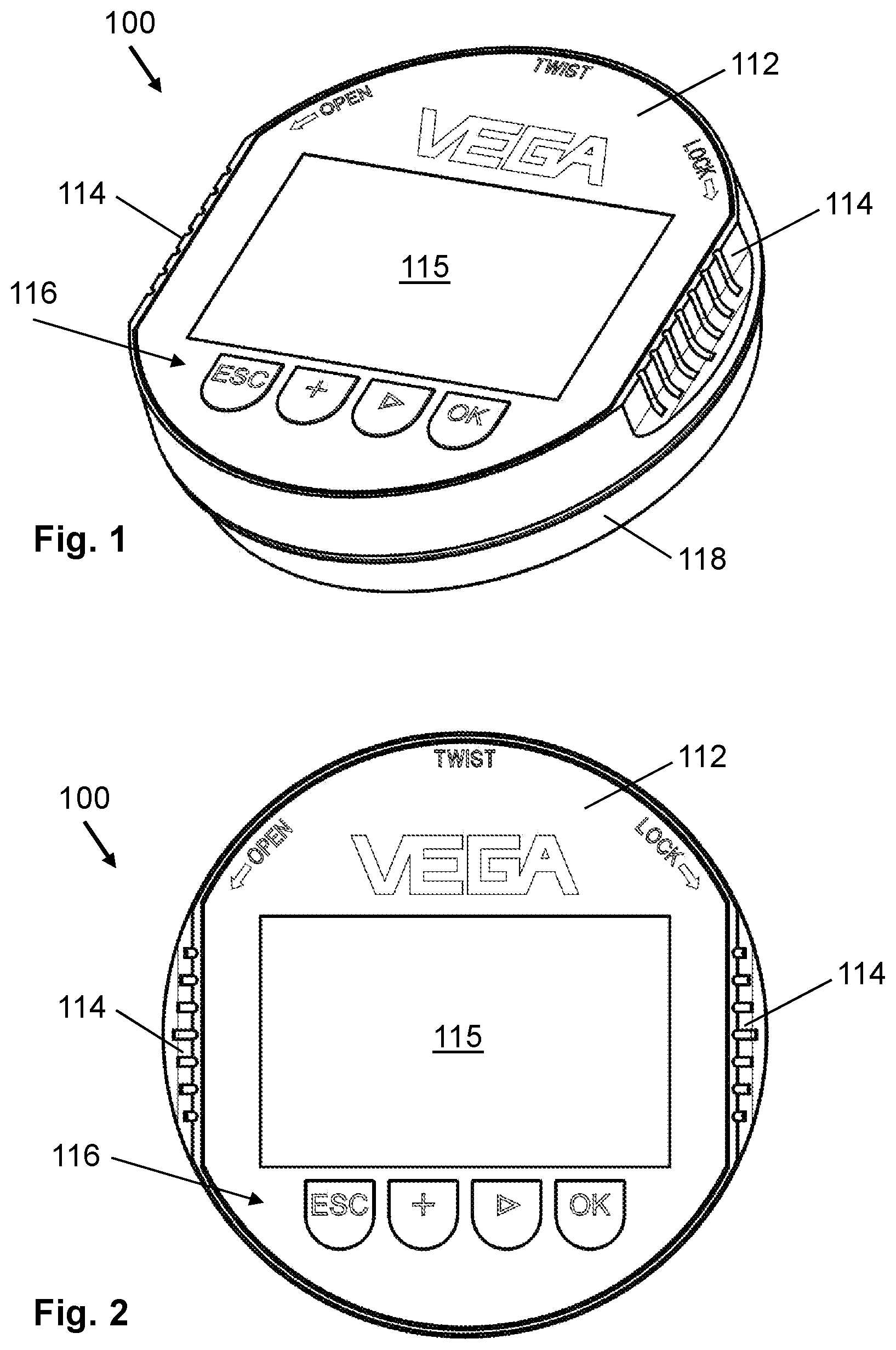 Patent US12320674 Figure 1 – Removable display and operating module for a field device