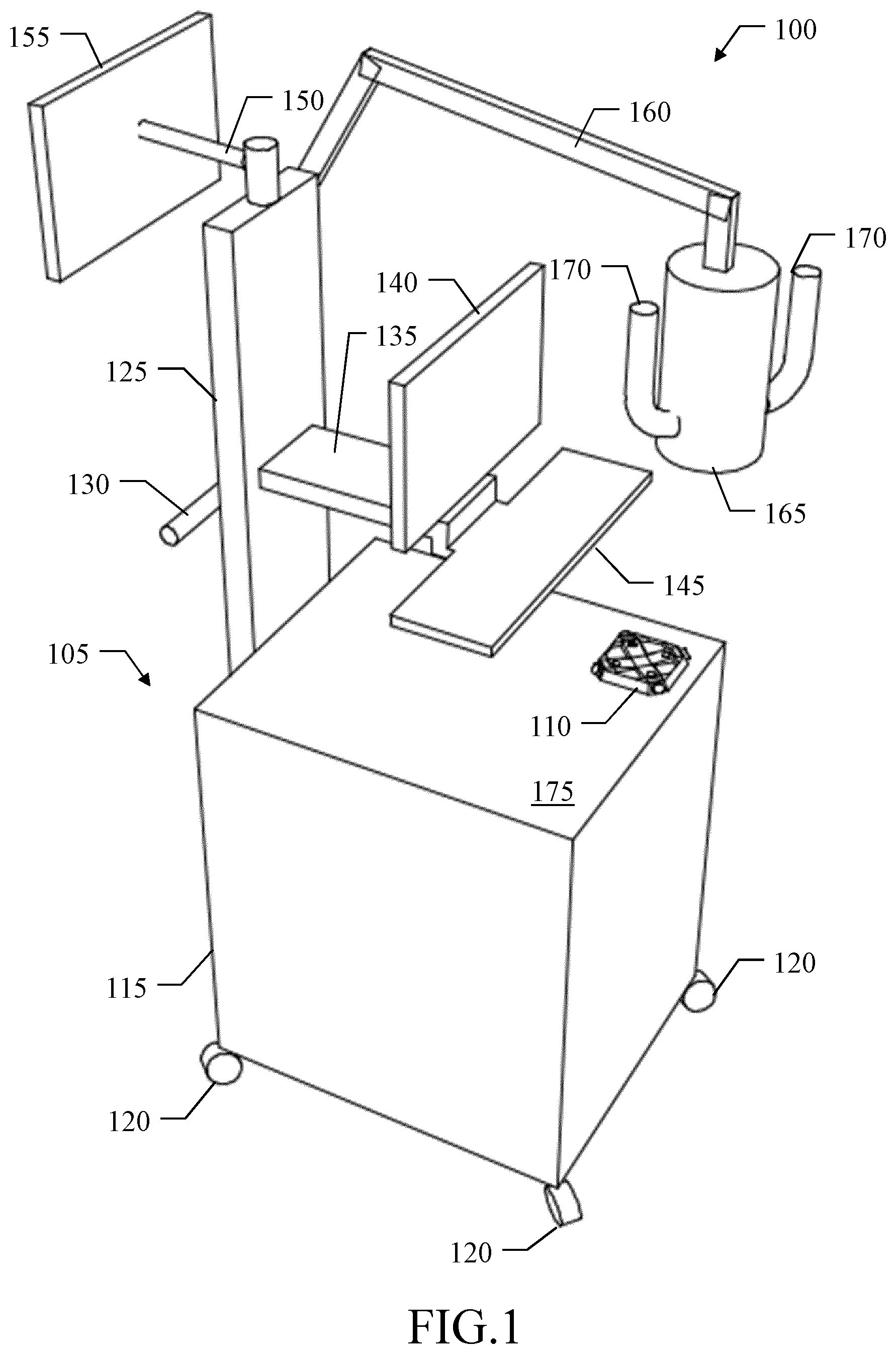 Patent US12320750 — Testing of a luminescence imaging apparatus with inclined containers of luminescence substance — Figure 1
