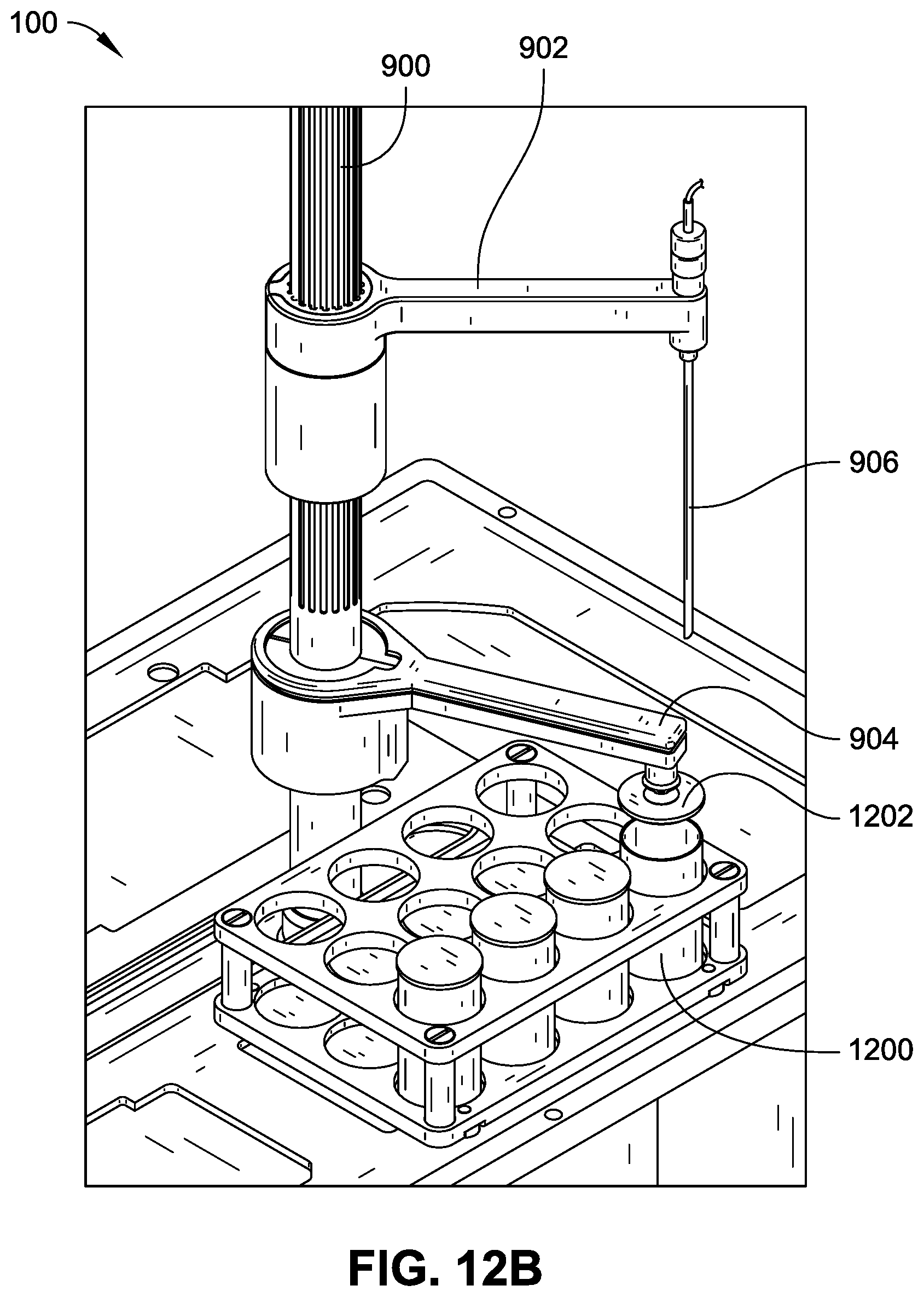 Patent US12320821 Figure 16 – Autosampler system with automated sample container cover removal and sample probe positioning