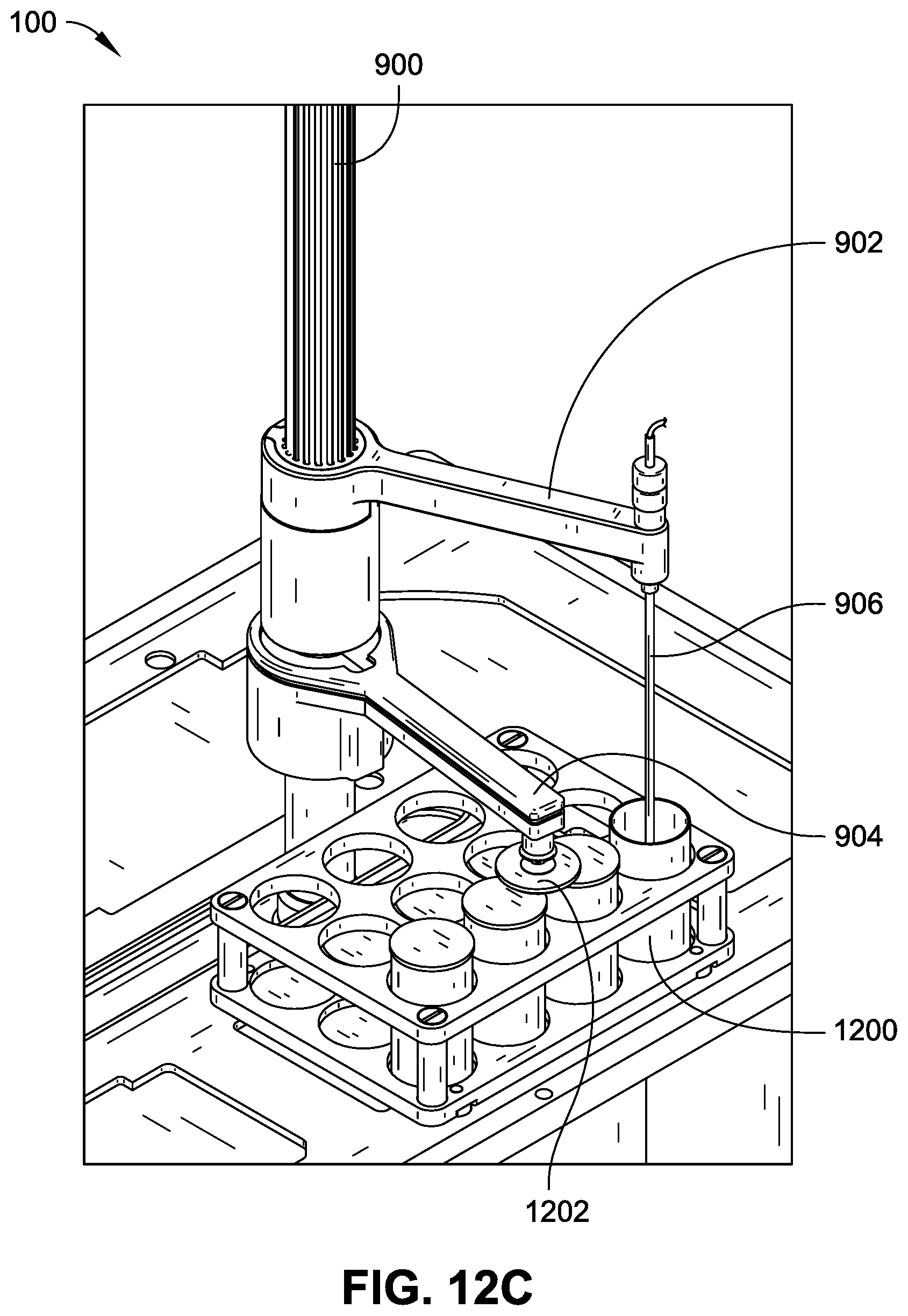 Patent US12320821 Figure 17 – Autosampler system with automated sample container cover removal and sample probe positioning