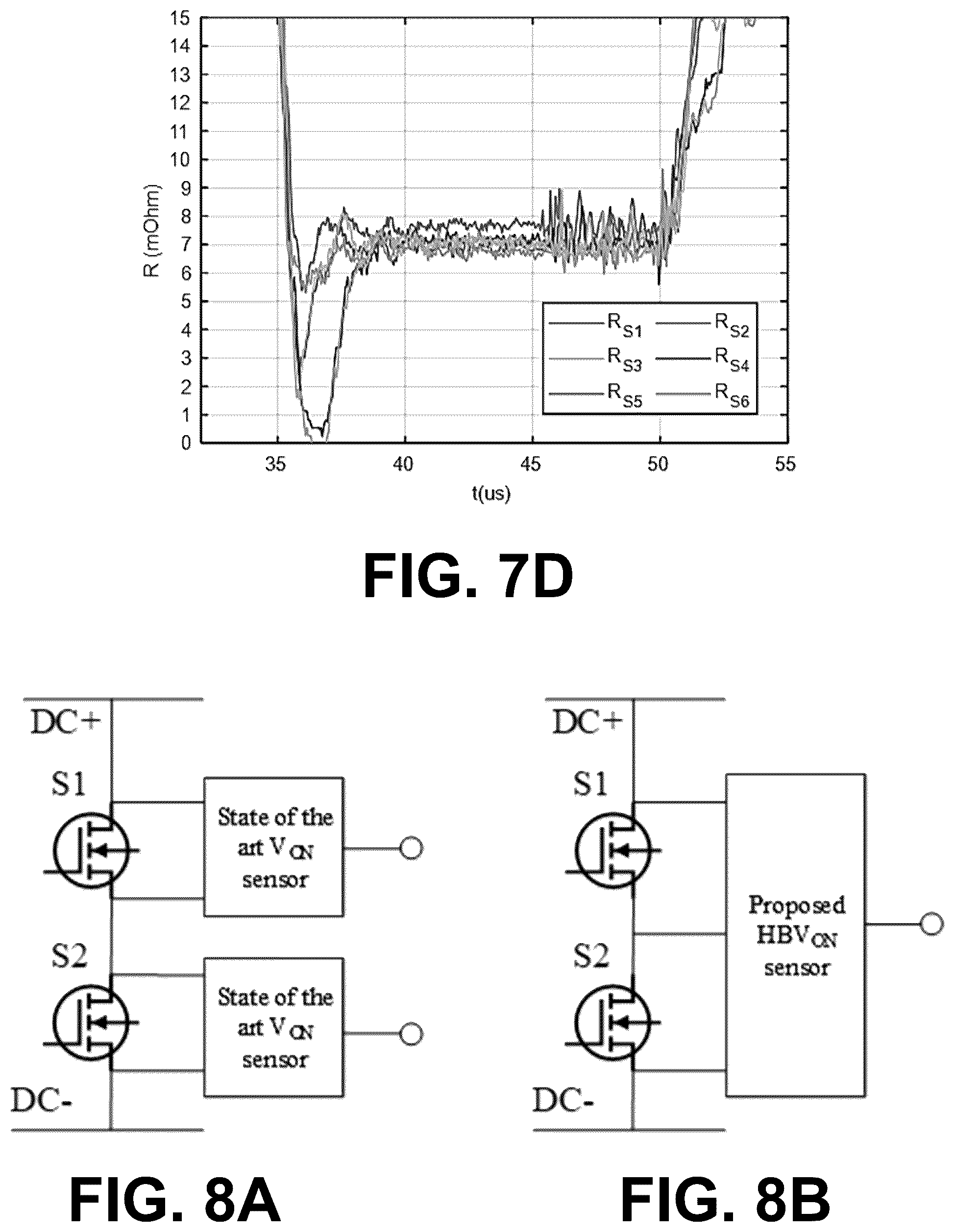 Patent US12320829 Figure 8 – On-state voltage measurement of high-side and low-side power transistors in a half-bridge for in-situ prognostics