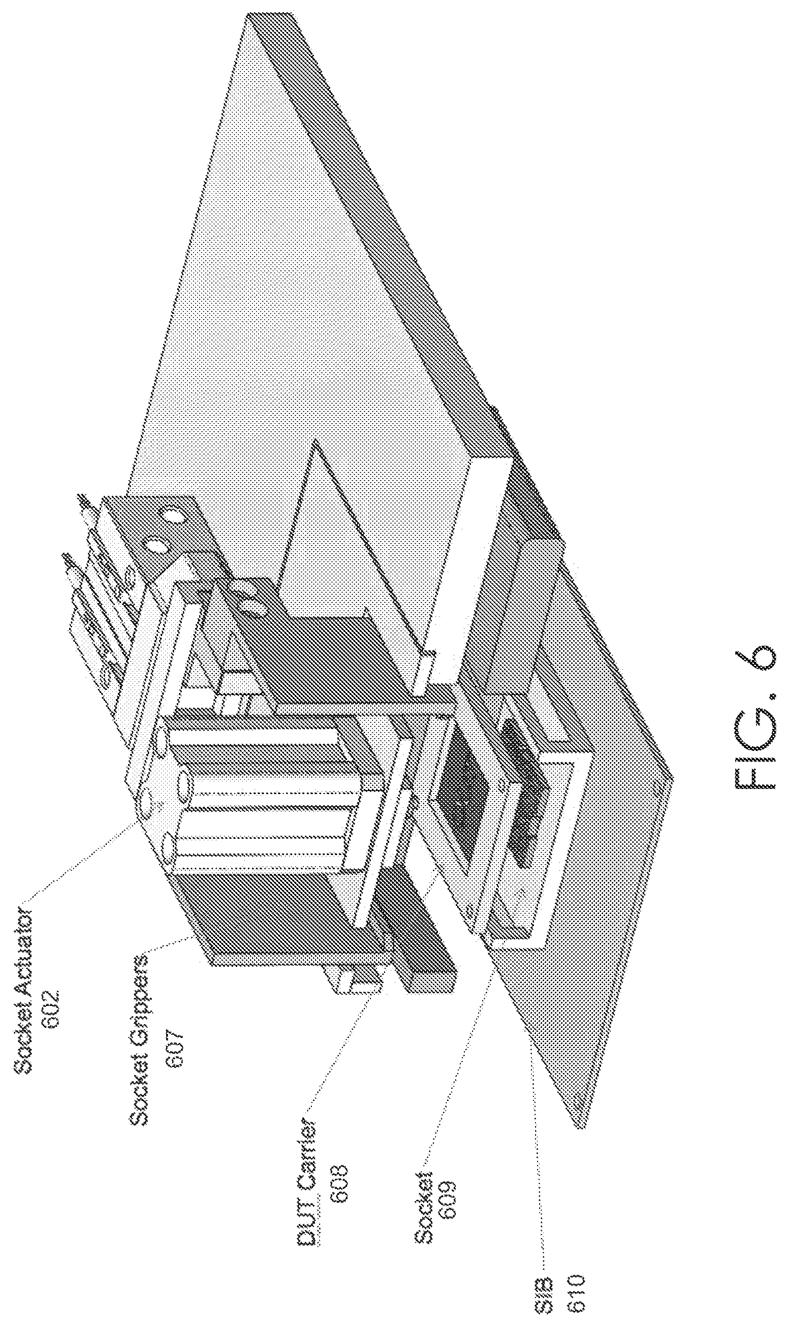 Patent US12320852 Figure 8 – Passive carrier-based device delivery for slot-based high-volume semiconductor test system