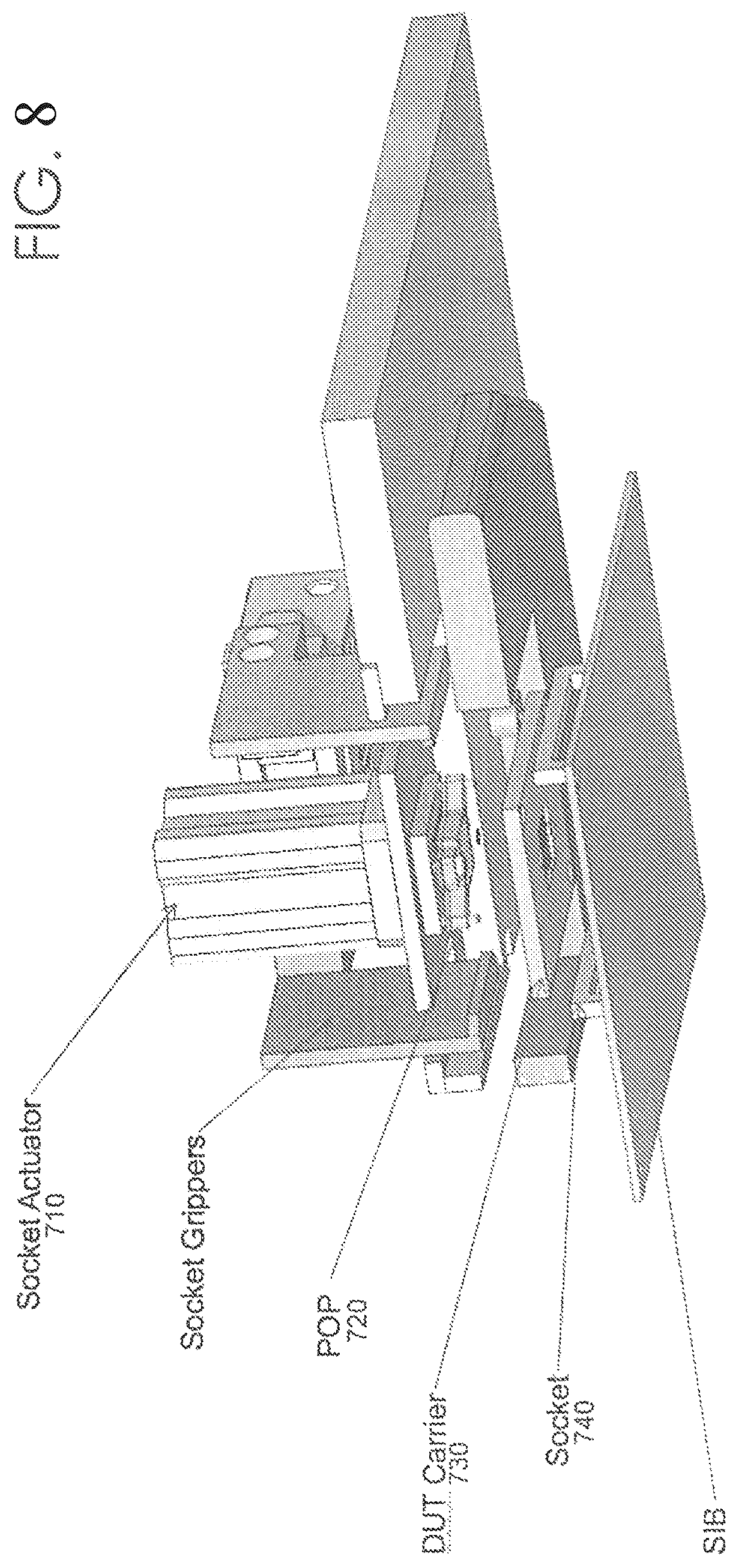 Patent US12320852 Figure 10 – Passive carrier-based device delivery for slot-based high-volume semiconductor test system