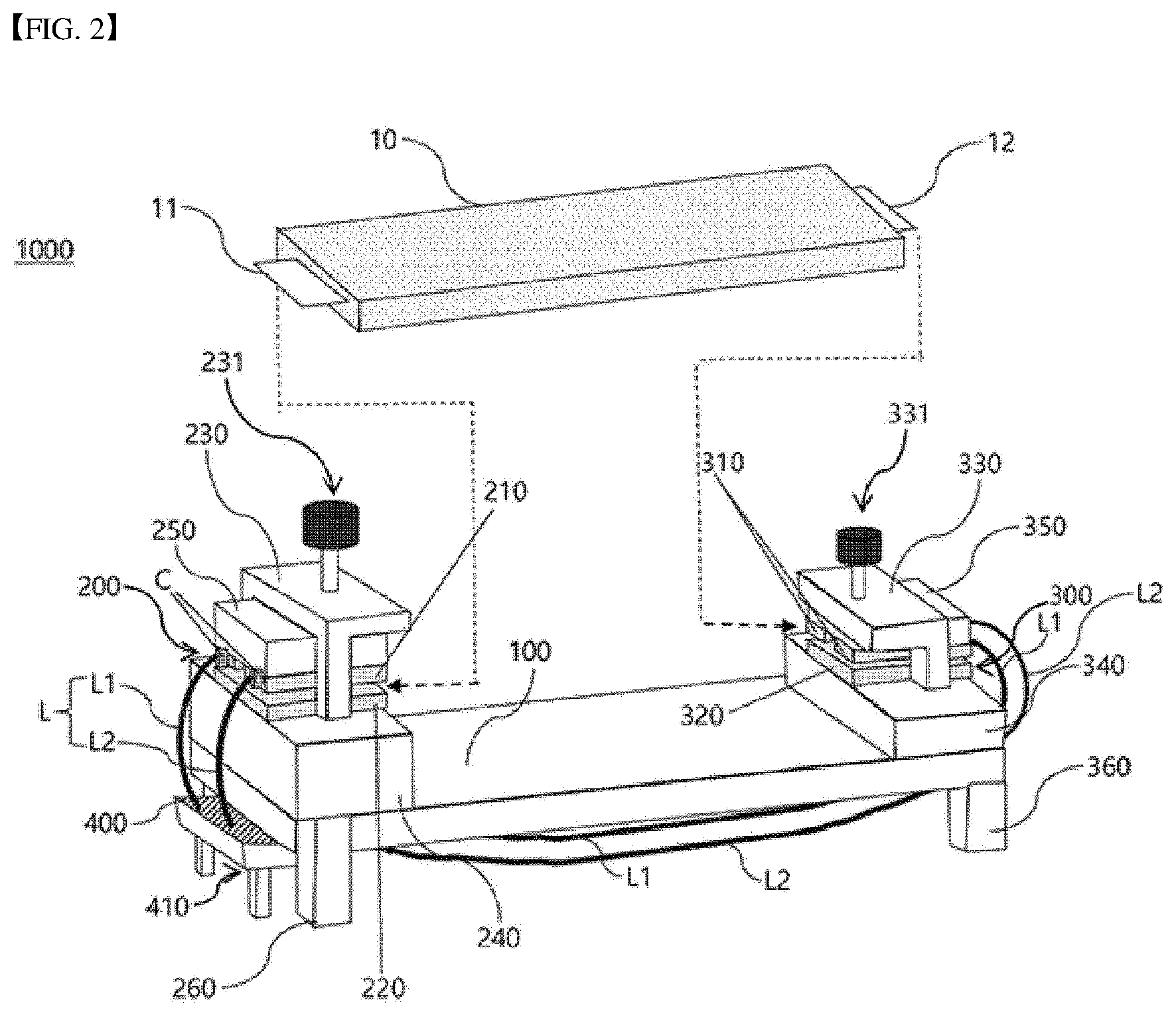 Patent US12320859 Figure 2 – Charging and discharging jig for impedance measurement of battery cell