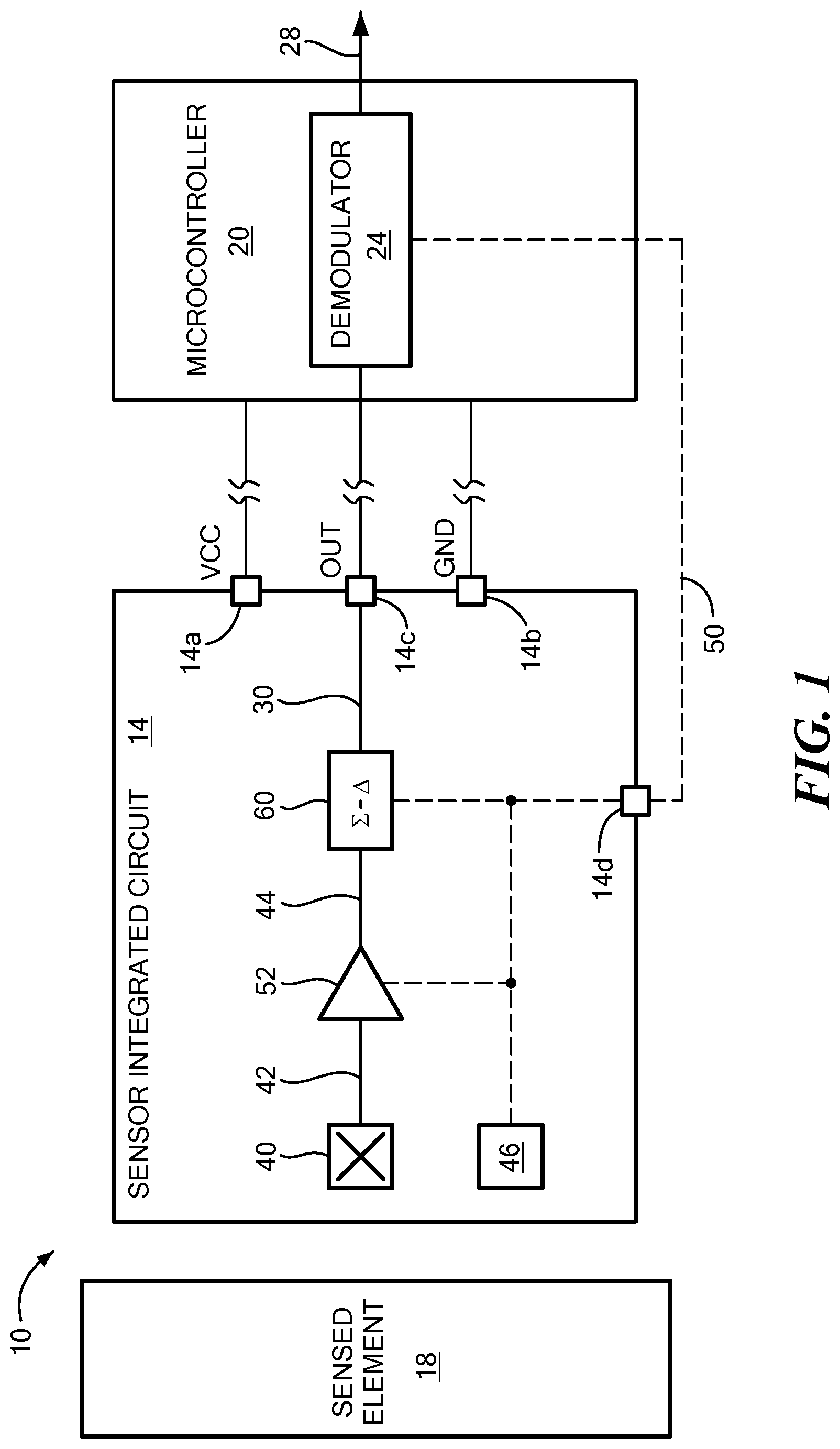 Patent US12320867 Figure 1 – Sensor with adjustable digital output signal resolution