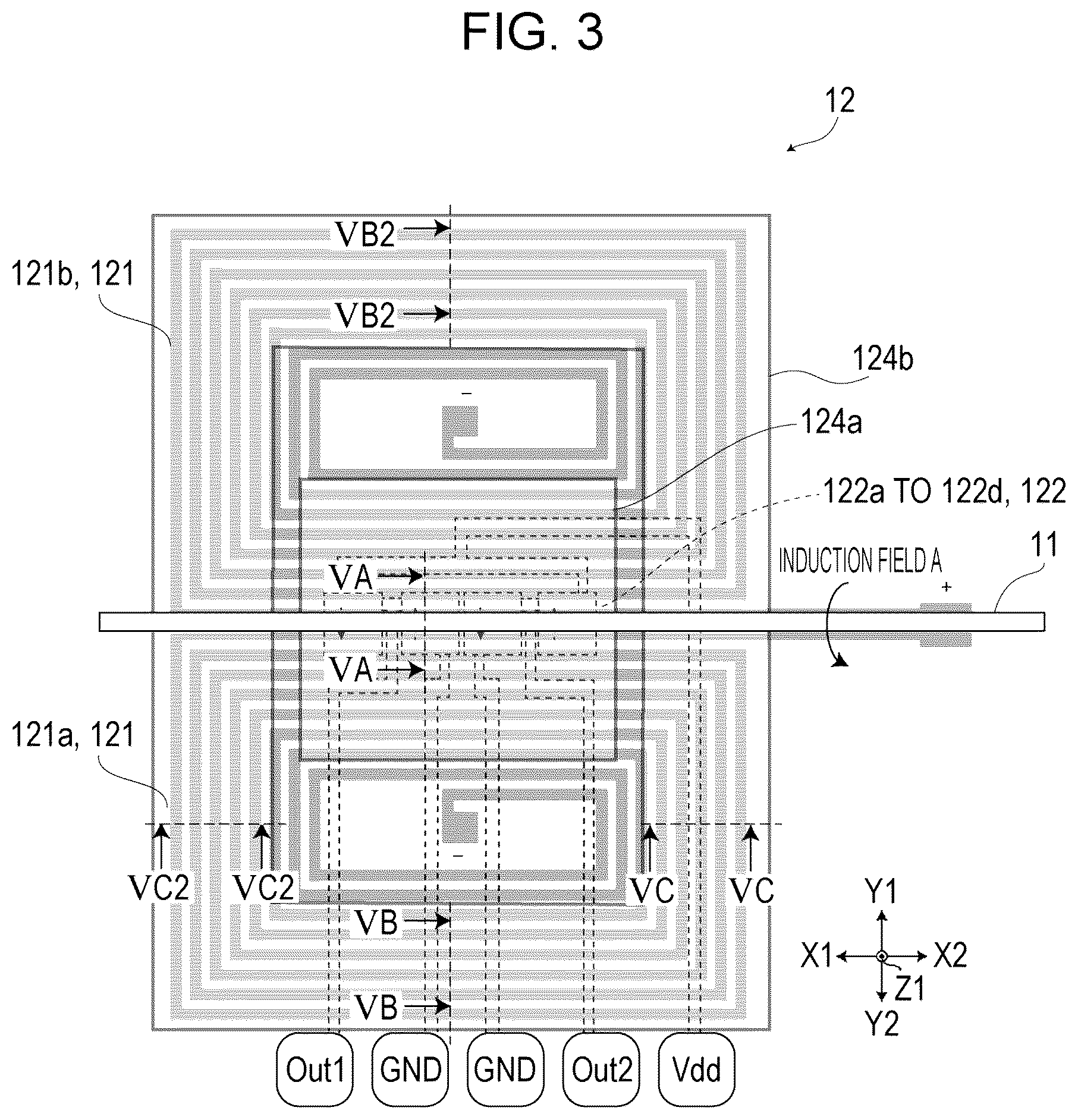 Patent US12320869 Figure 3 – Magnetic sensor and current sensor including magneto-resistance element