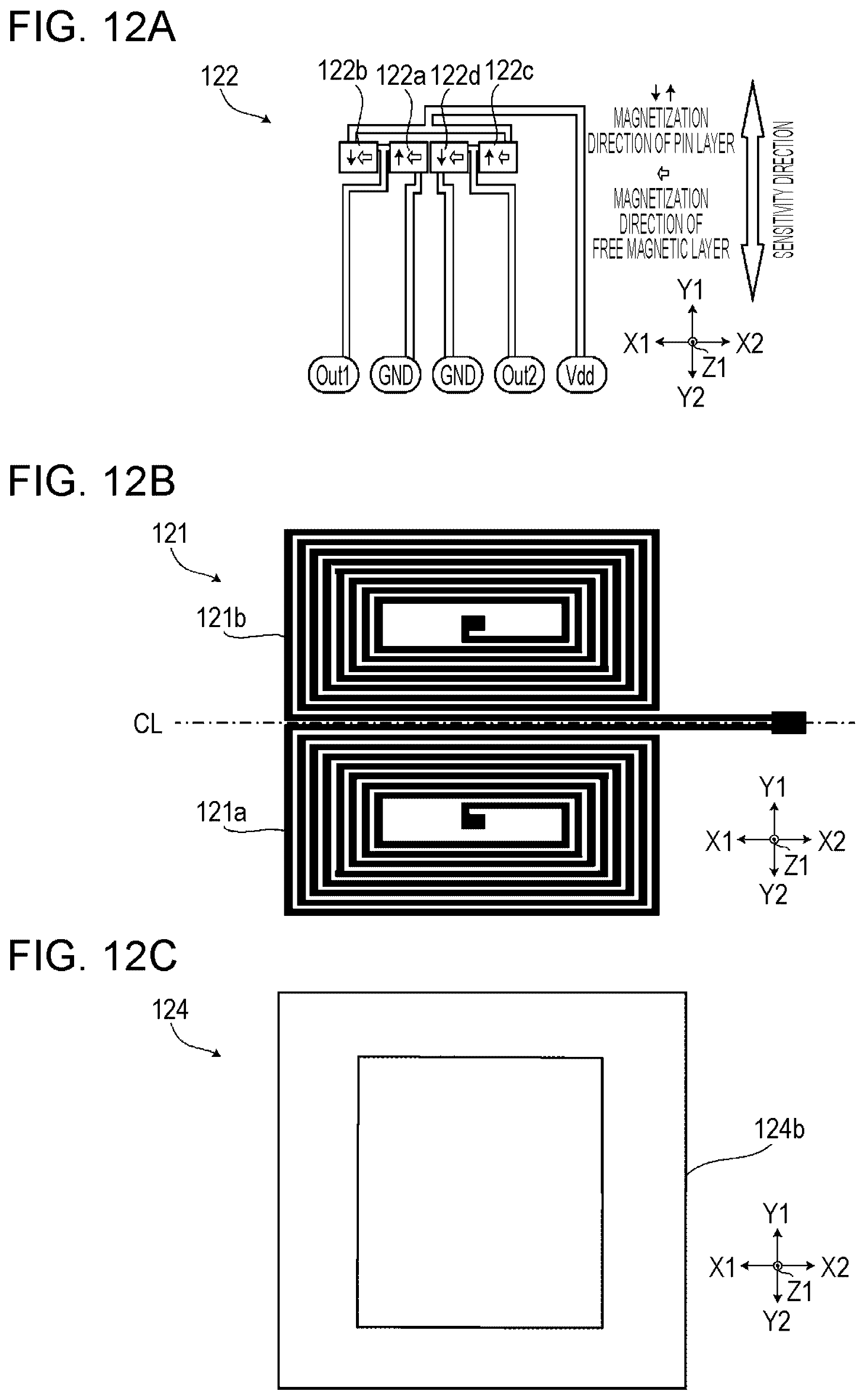 Patent US12320869 Figure 12 – Magnetic sensor and current sensor including magneto-resistance element