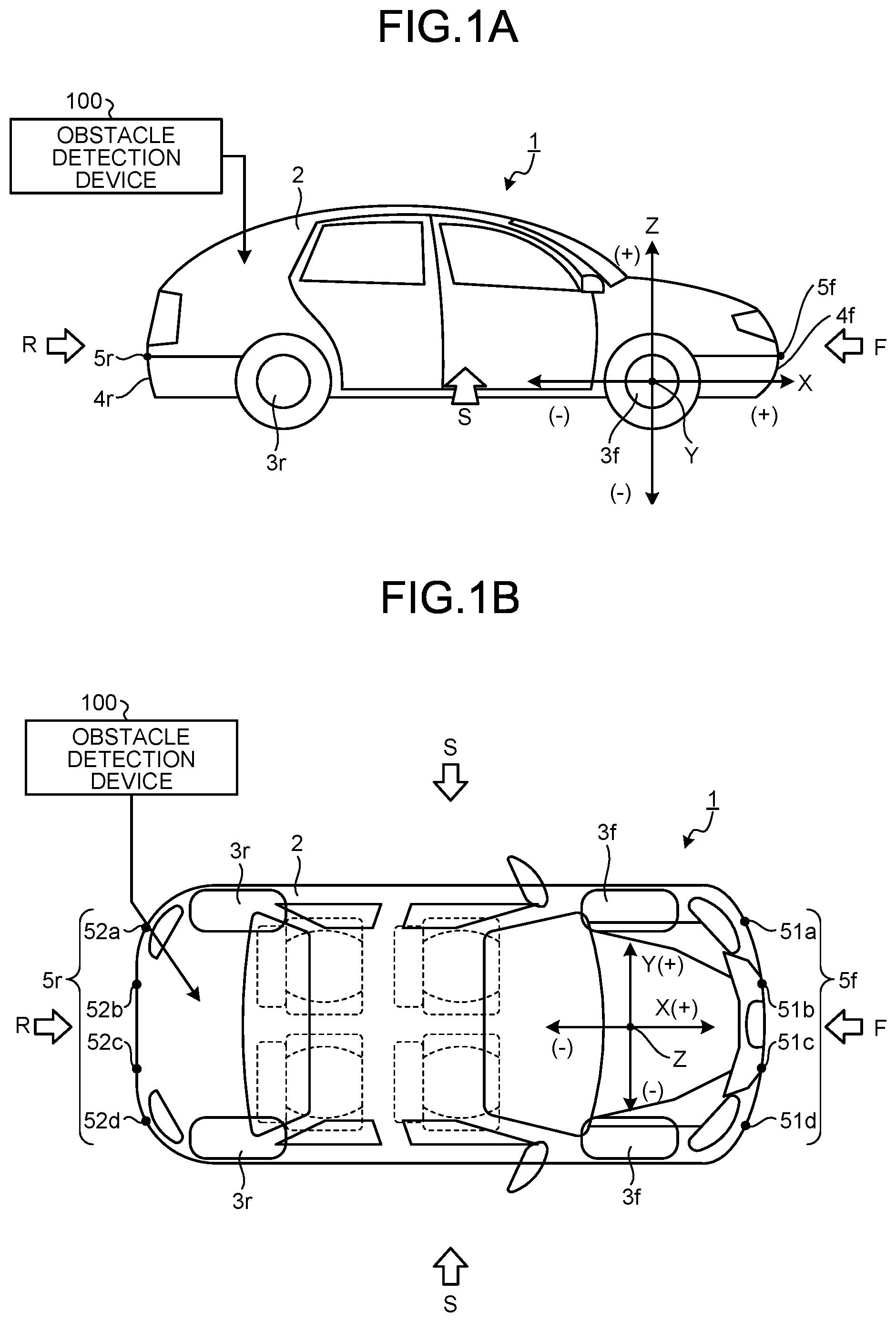Patent US12320894 Figure 1 – Vehicle and obstacle detection device