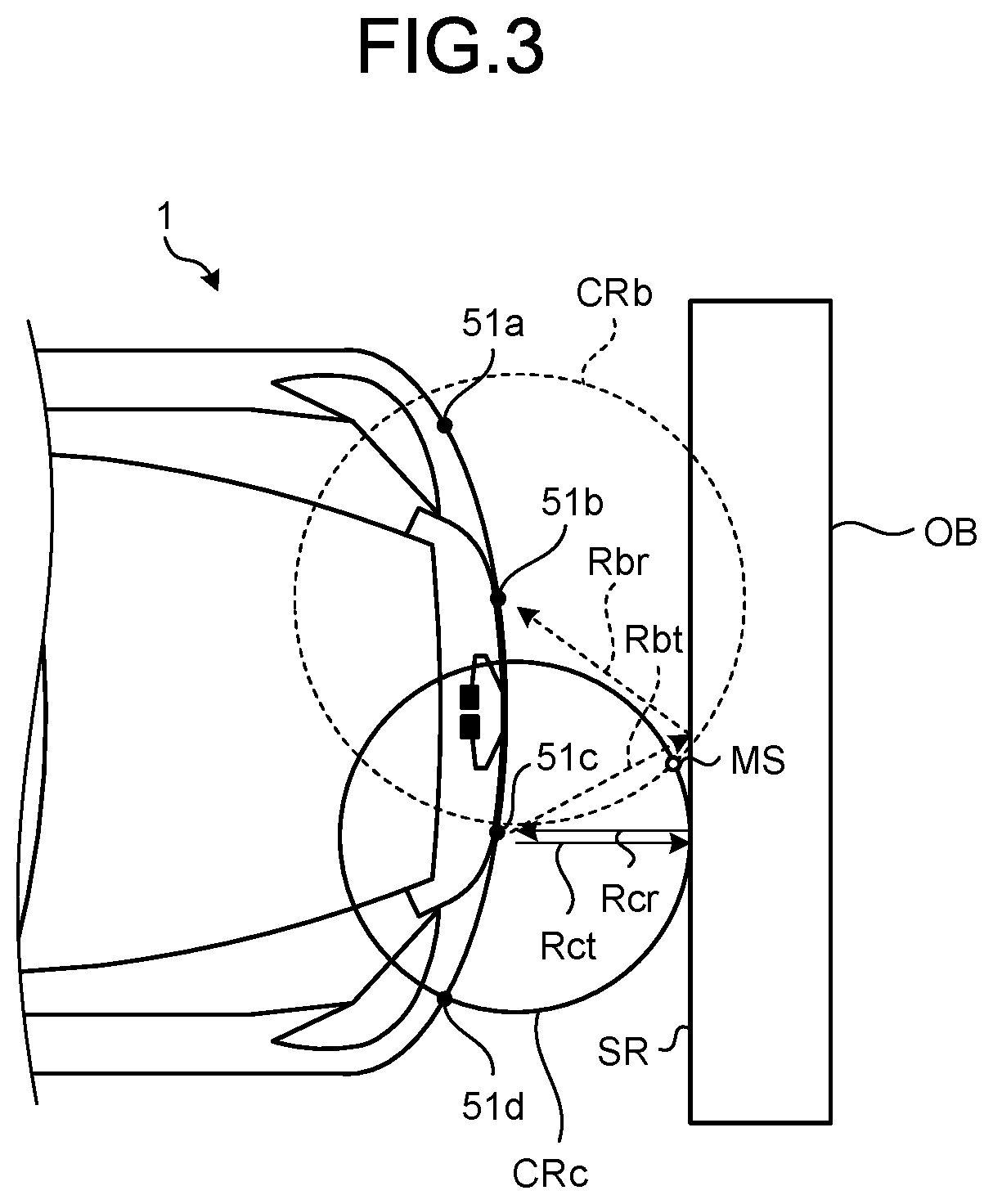 Patent US12320894 Figure 3 – Vehicle and obstacle detection device