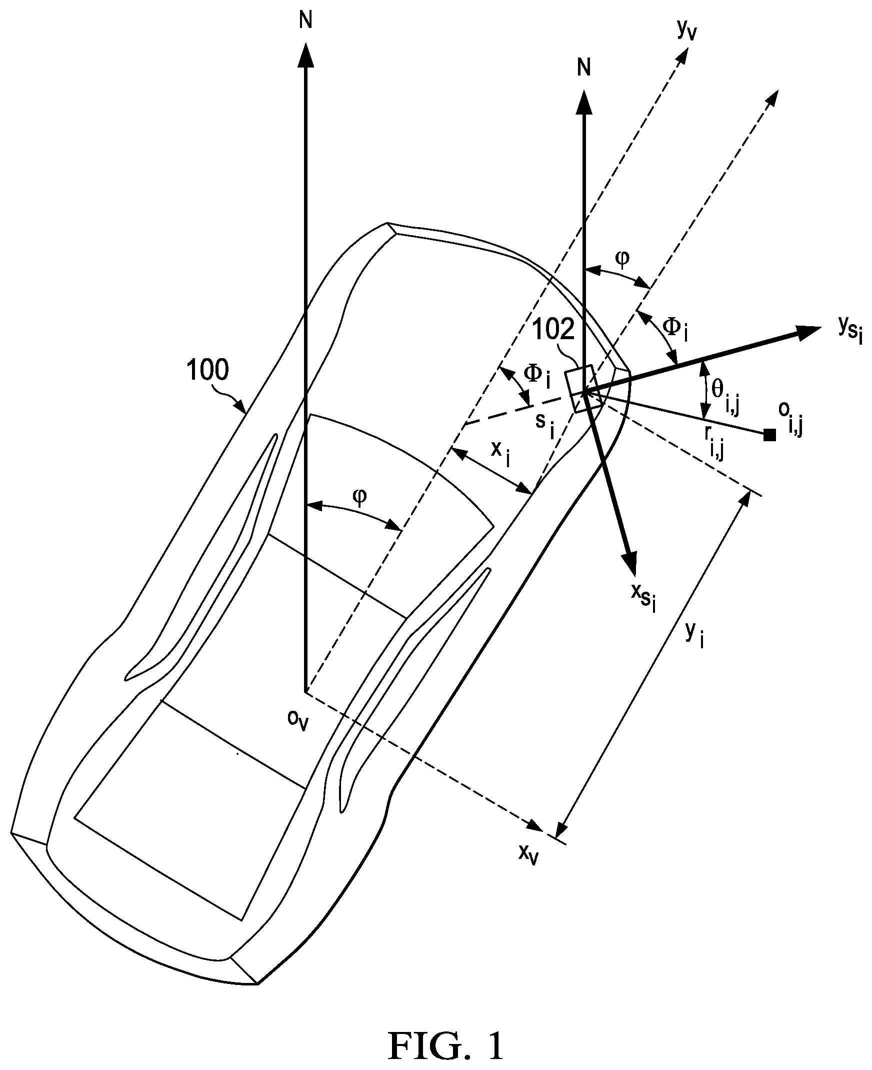 Patent US12320922 Figure 1 – Radar mount-angle calibration