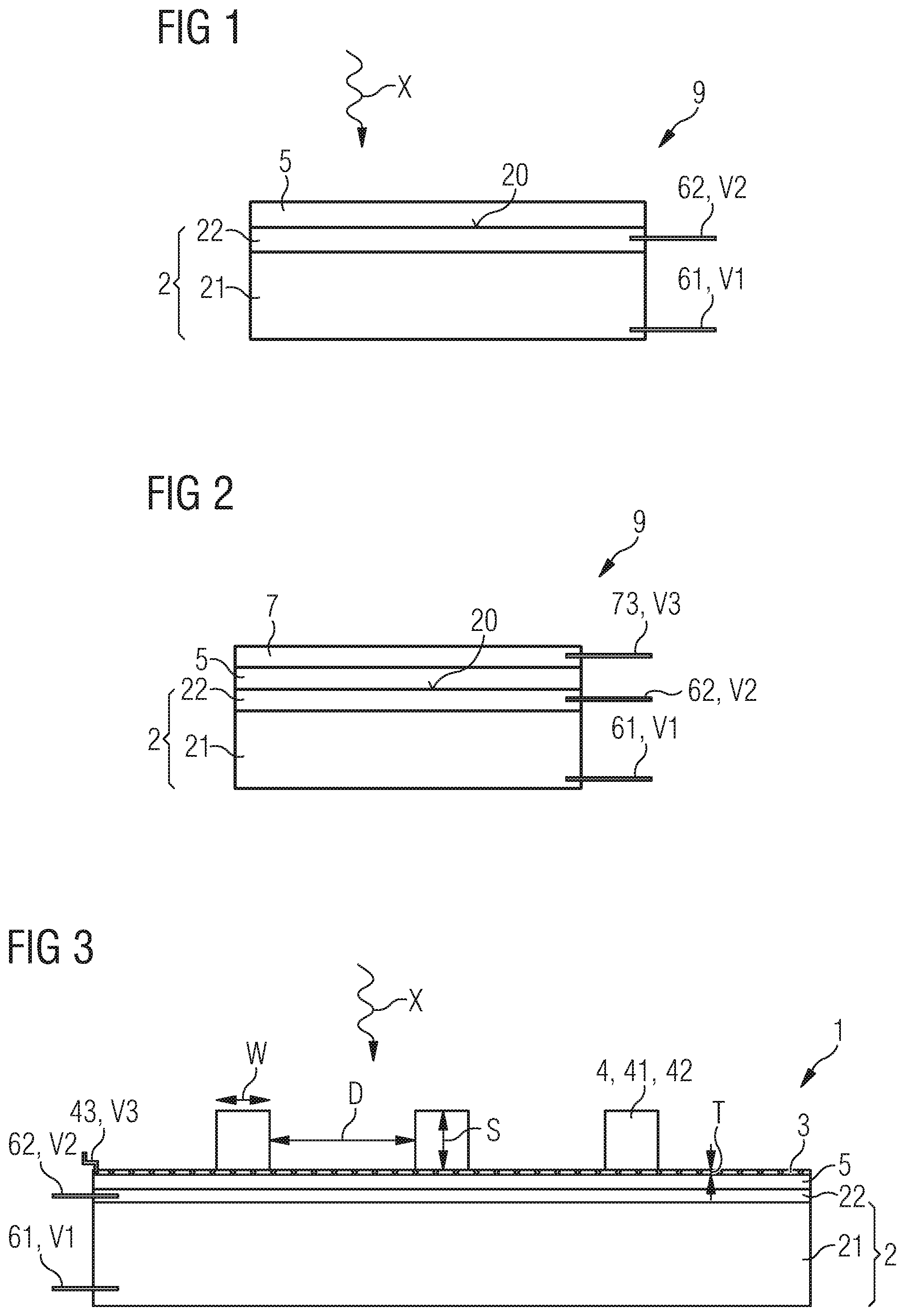 Patent US12320932 Figure 1 – X-ray radiation detector having a semiconductor body, an electrically conductive window layer, and an electrically conductive bar structure, and operation method