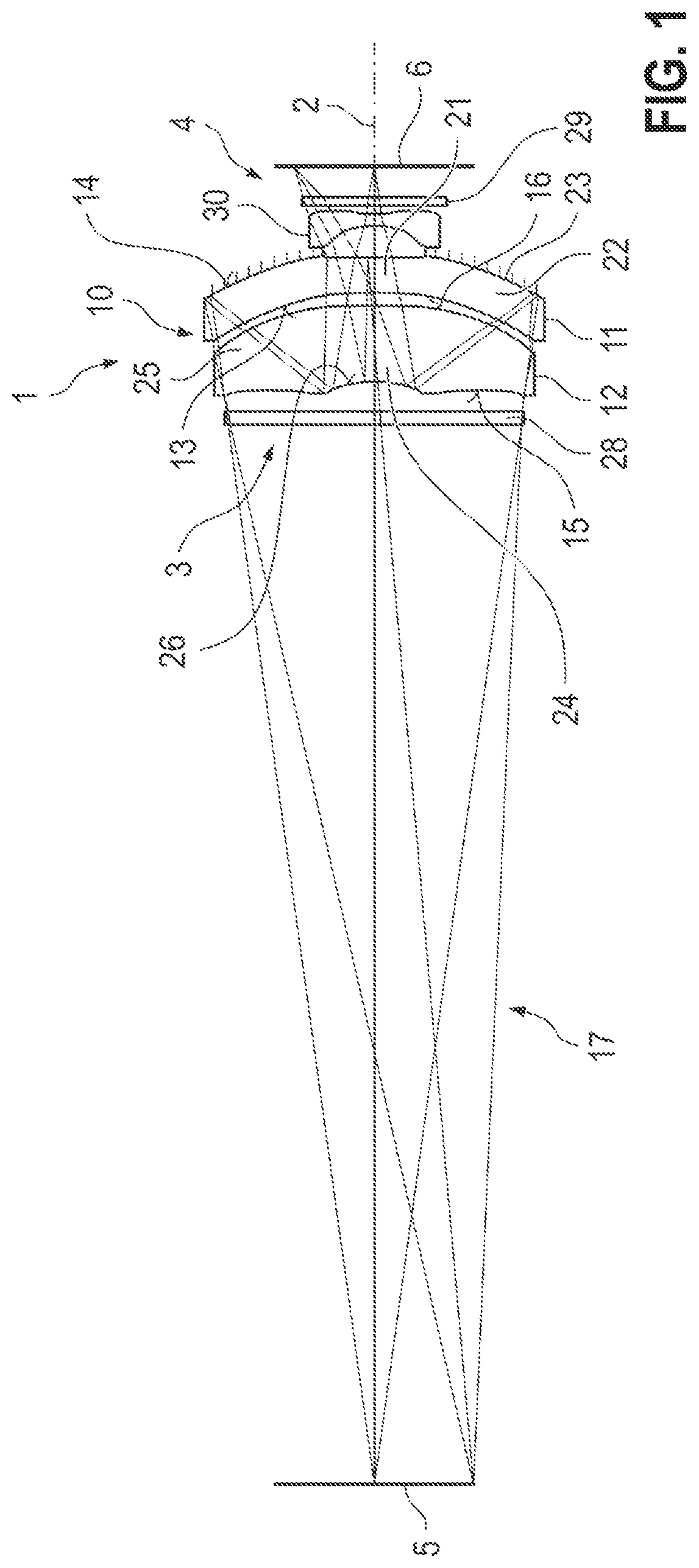 Patent US12320956 Figure 1 – Optical arrangement with an overview function for a catadioptric microscope objective