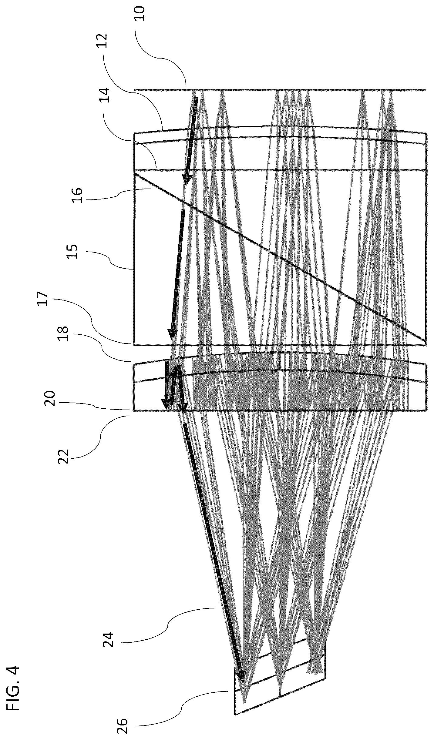 Patent US12320983 Figure 4 – Image projector with polarizing catadioptric collimator