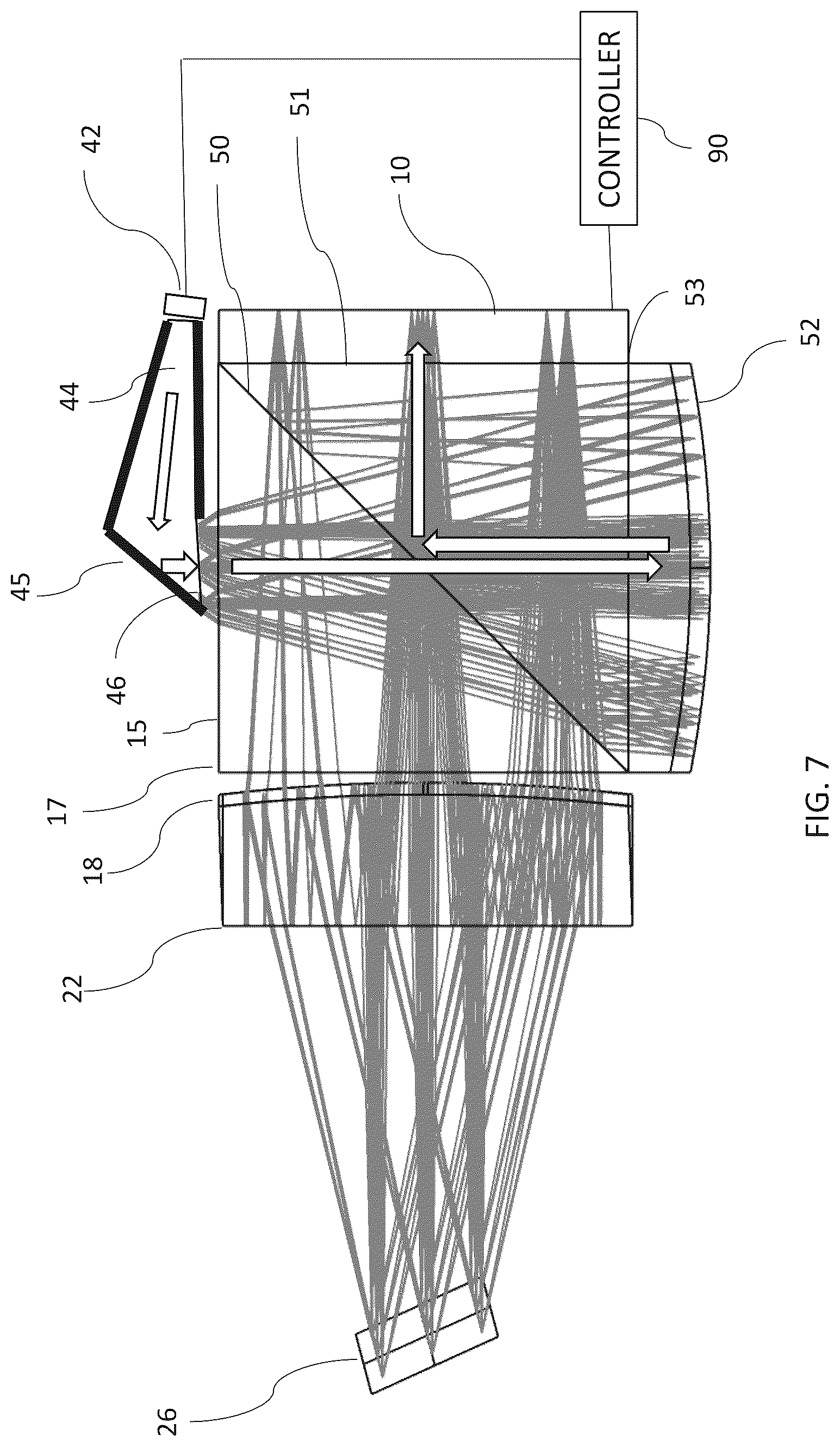 Patent US12320983 Figure 7 – Image projector with polarizing catadioptric collimator