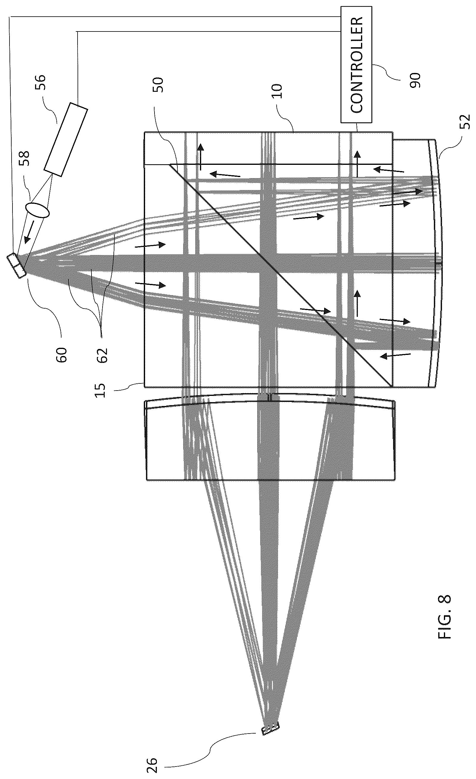 Patent US12320983 Figure 8 – Image projector with polarizing catadioptric collimator