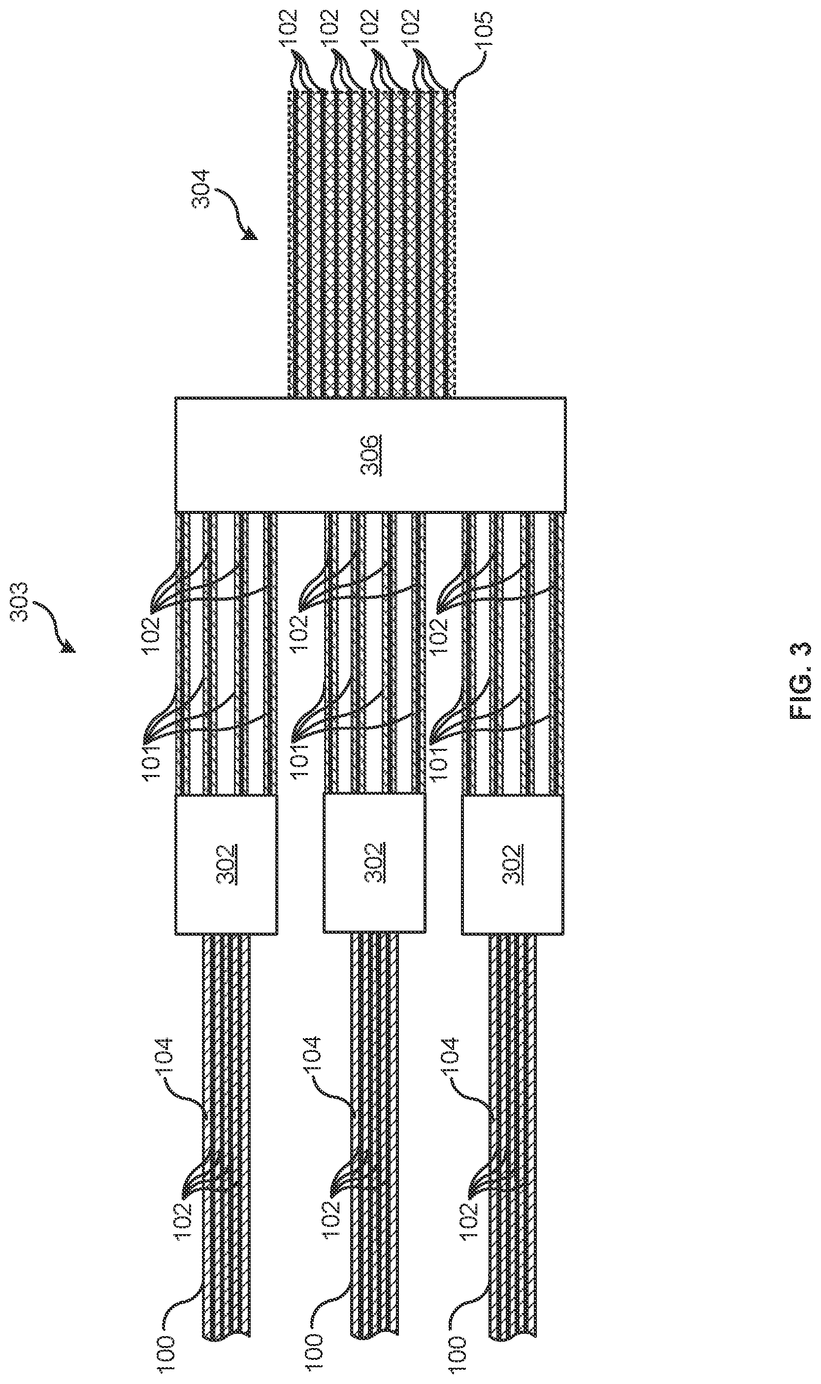 Patent US12321013 Figure 3 – Multicore fiber connectivity
