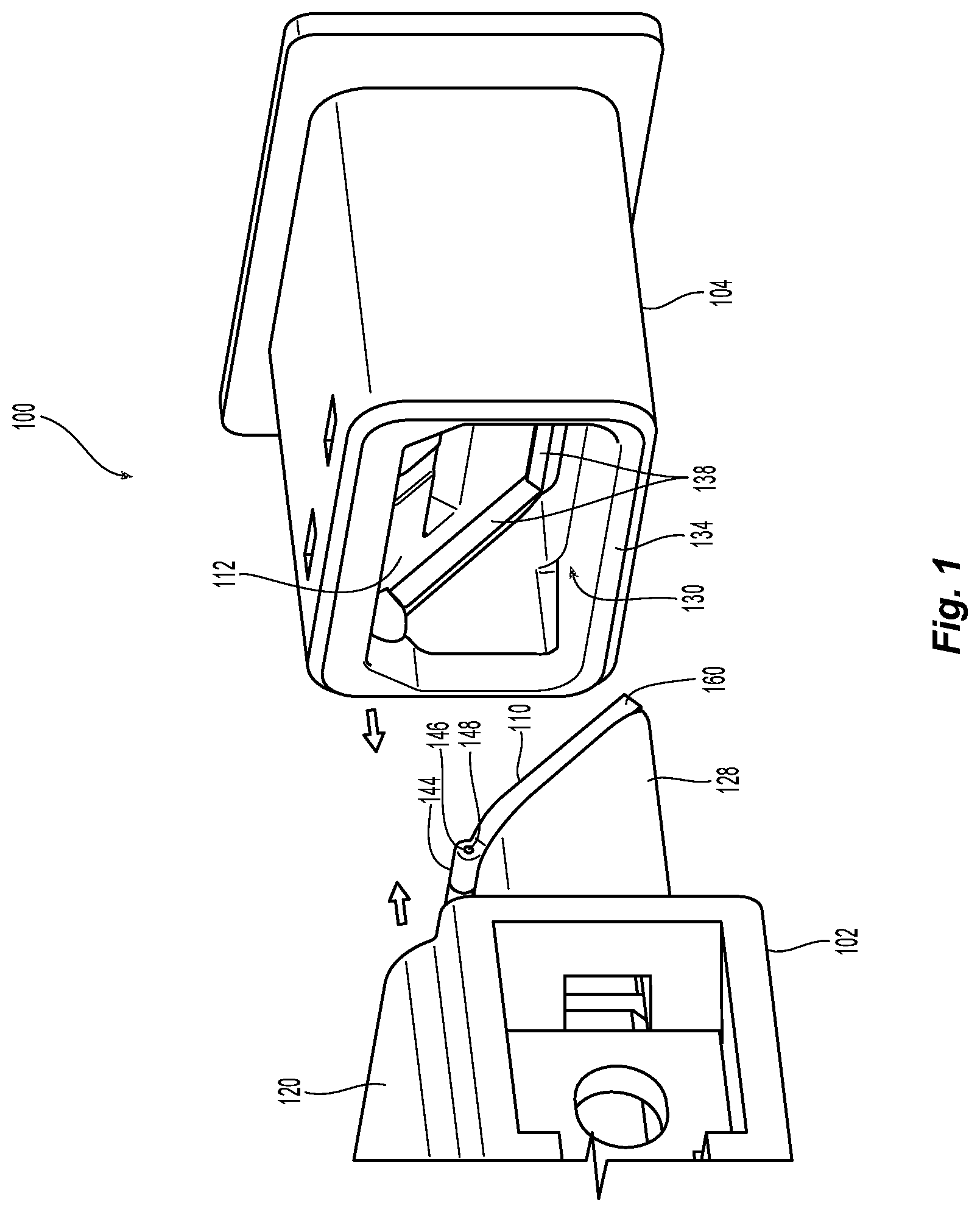 Patent US12321019 Figure 1 – Dual interlocking shutter system for a fiber optic connector and adapter