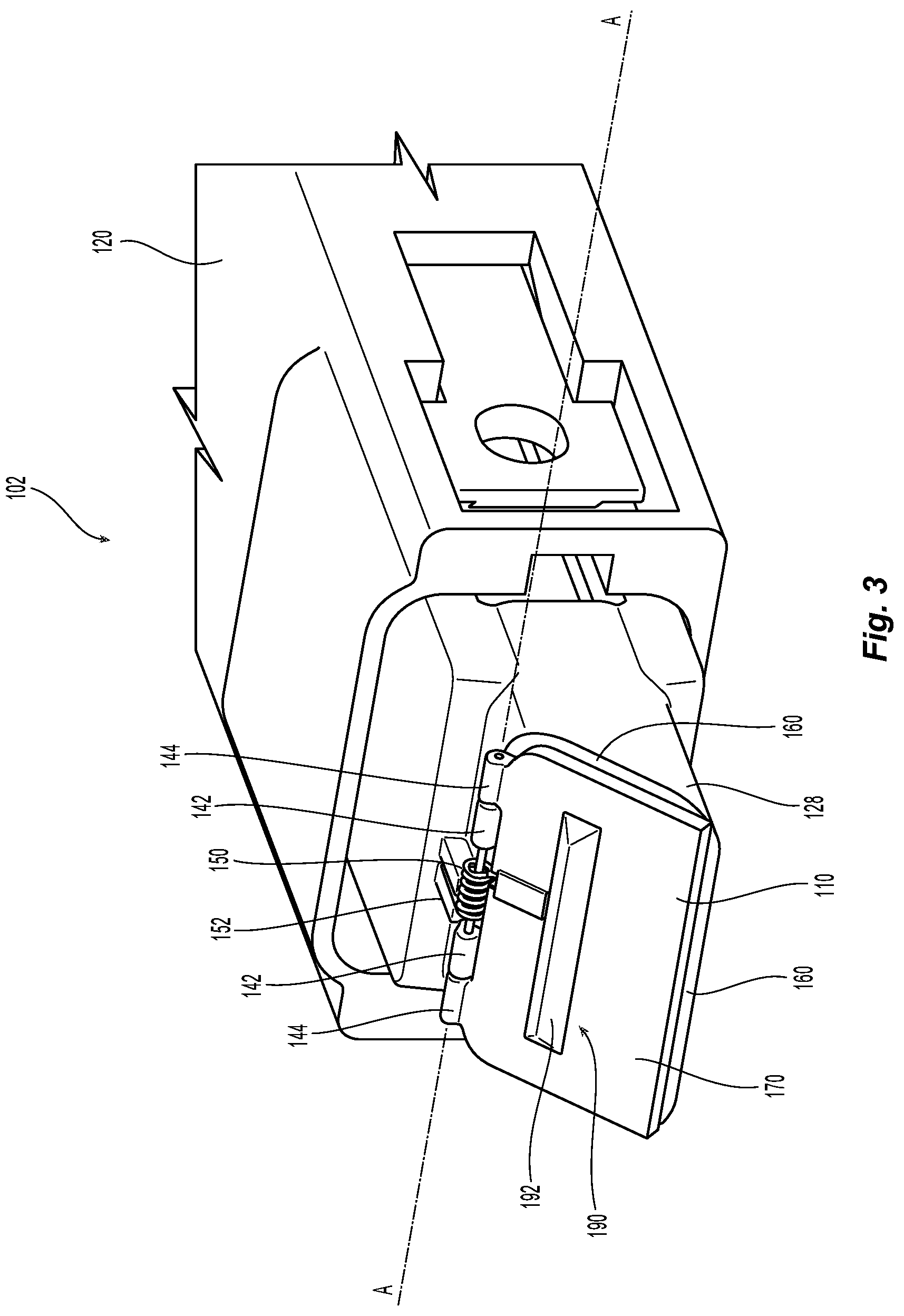 Patent US12321019 Figure 3 – Dual interlocking shutter system for a fiber optic connector and adapter