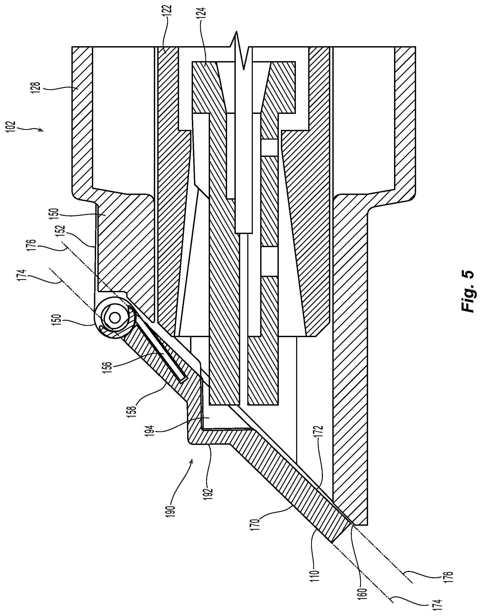 Patent US12321019 Figure 5 – Dual interlocking shutter system for a fiber optic connector and adapter