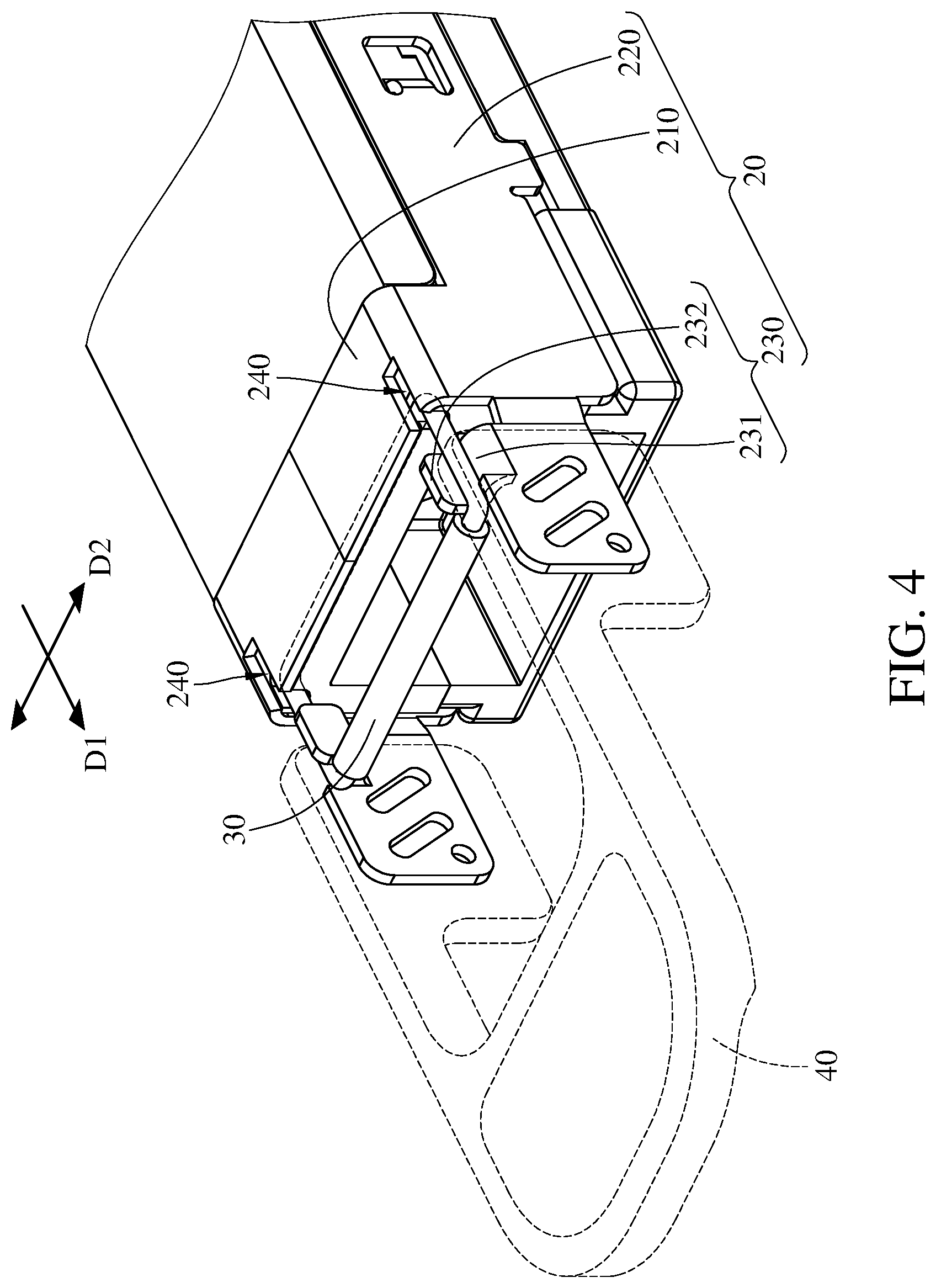 Patent US12321024 Figure 4 – Optical transceiver including latch for release prevention and optical communication assembly having the same