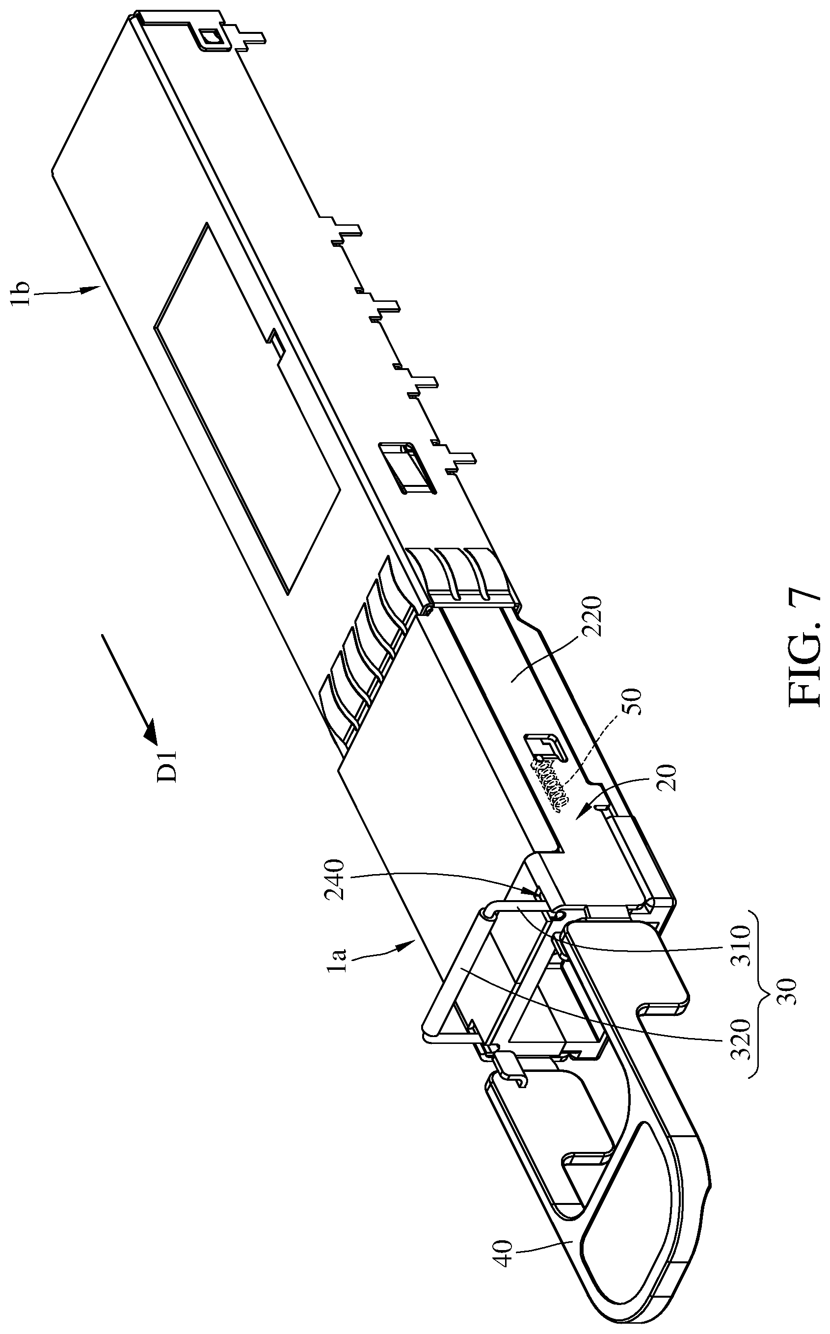 Patent US12321024 Figure 7 – Optical transceiver including latch for release prevention and optical communication assembly having the same