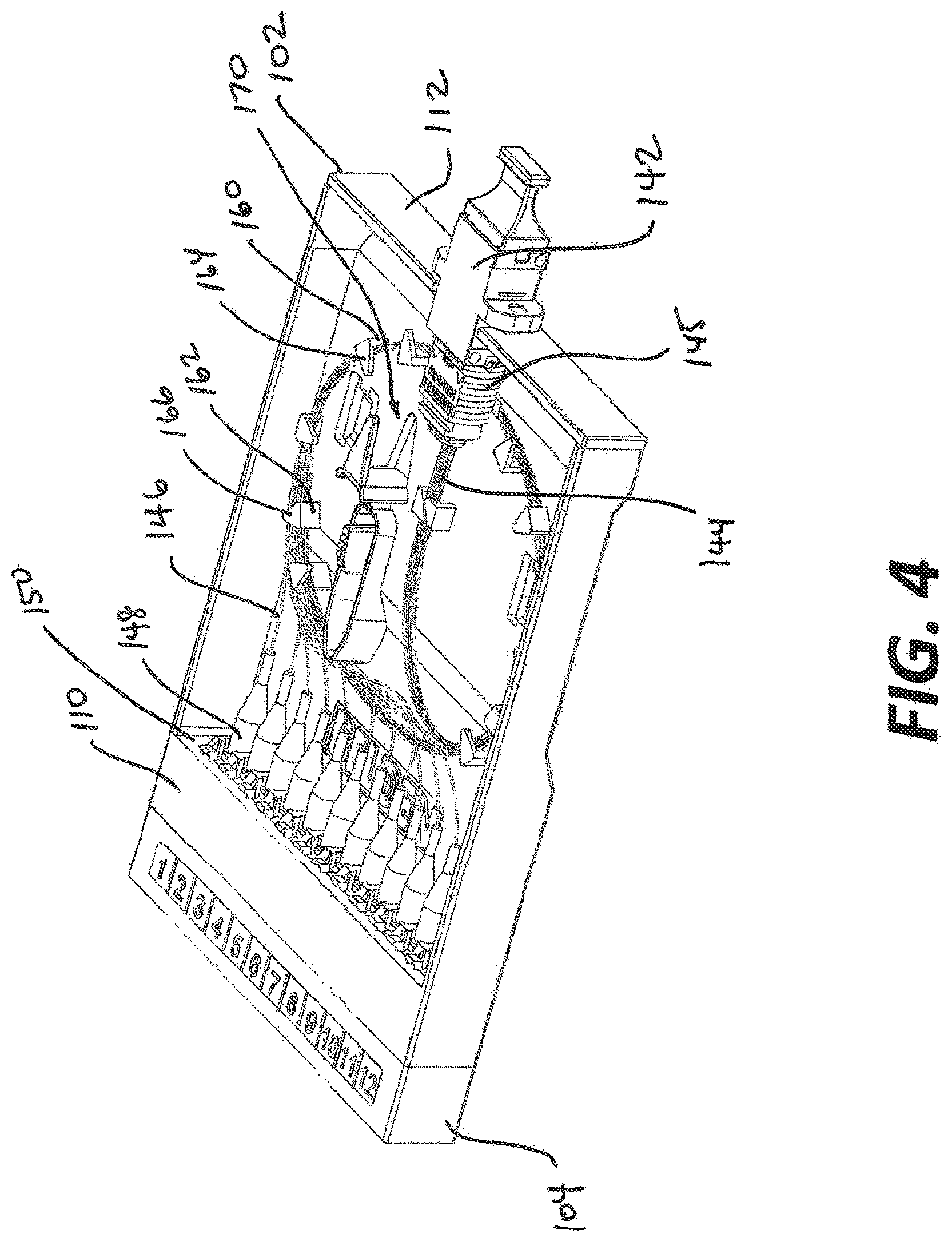 Patent US12321031 Figure 4 – Support frame for providing adapter-less connections for fiber optic cables