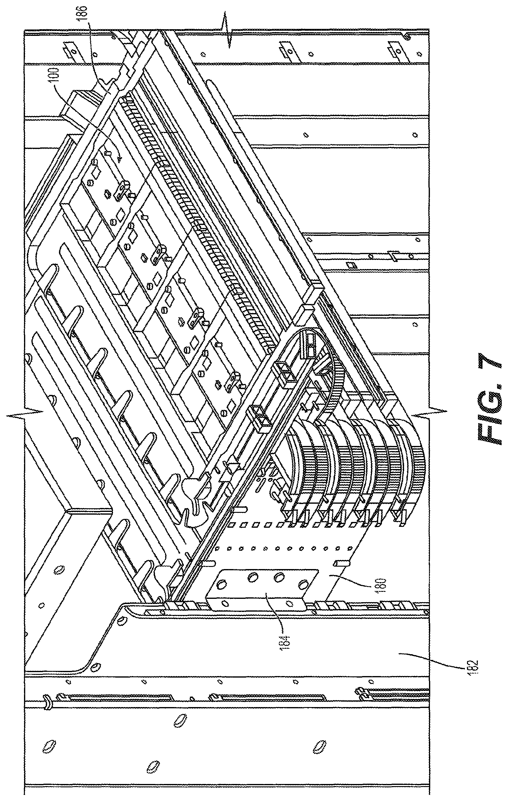 Patent US12321031 Figure 8 – Support frame for providing adapter-less connections for fiber optic cables