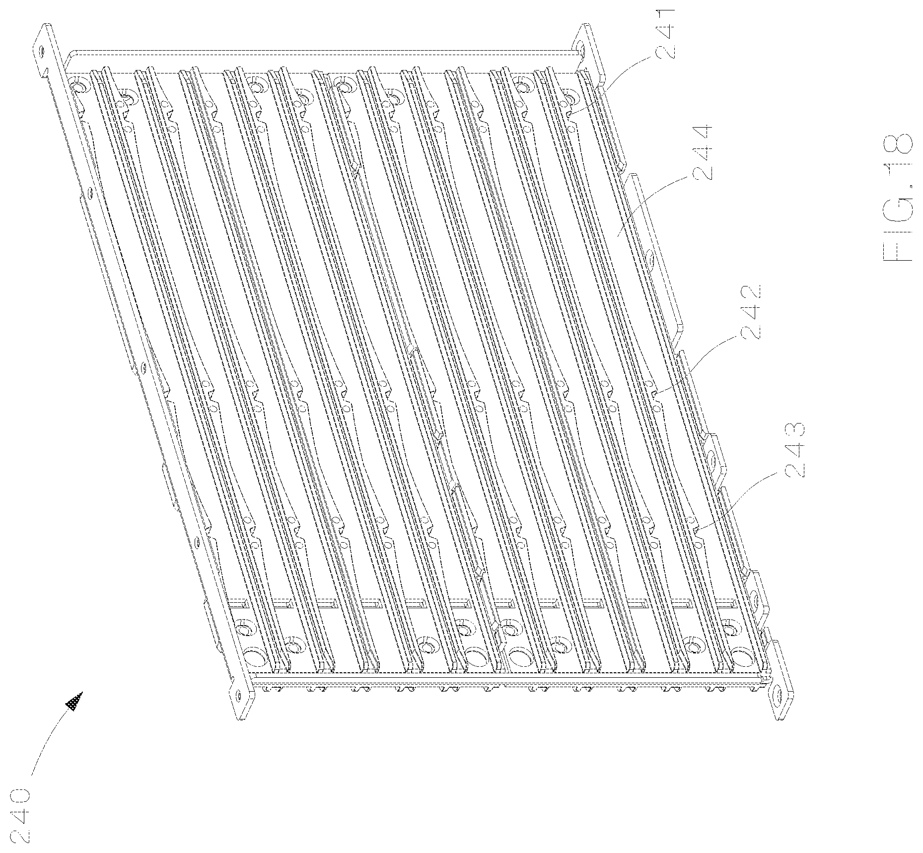 Patent US12321032 Figure 16 – Optical distribution and splice frame including cassettes