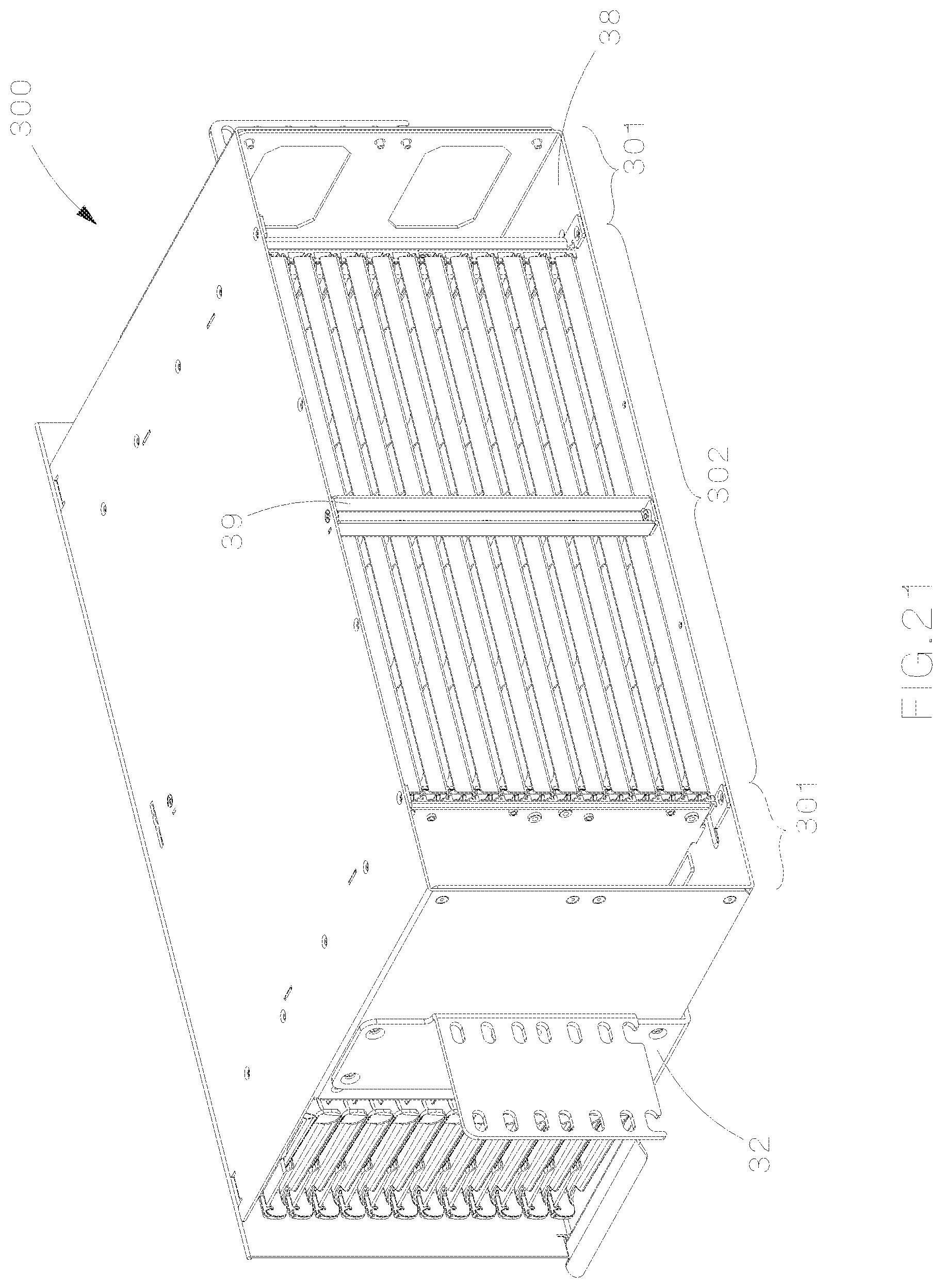 Patent US12321032 Figure 19 – Optical distribution and splice frame including cassettes