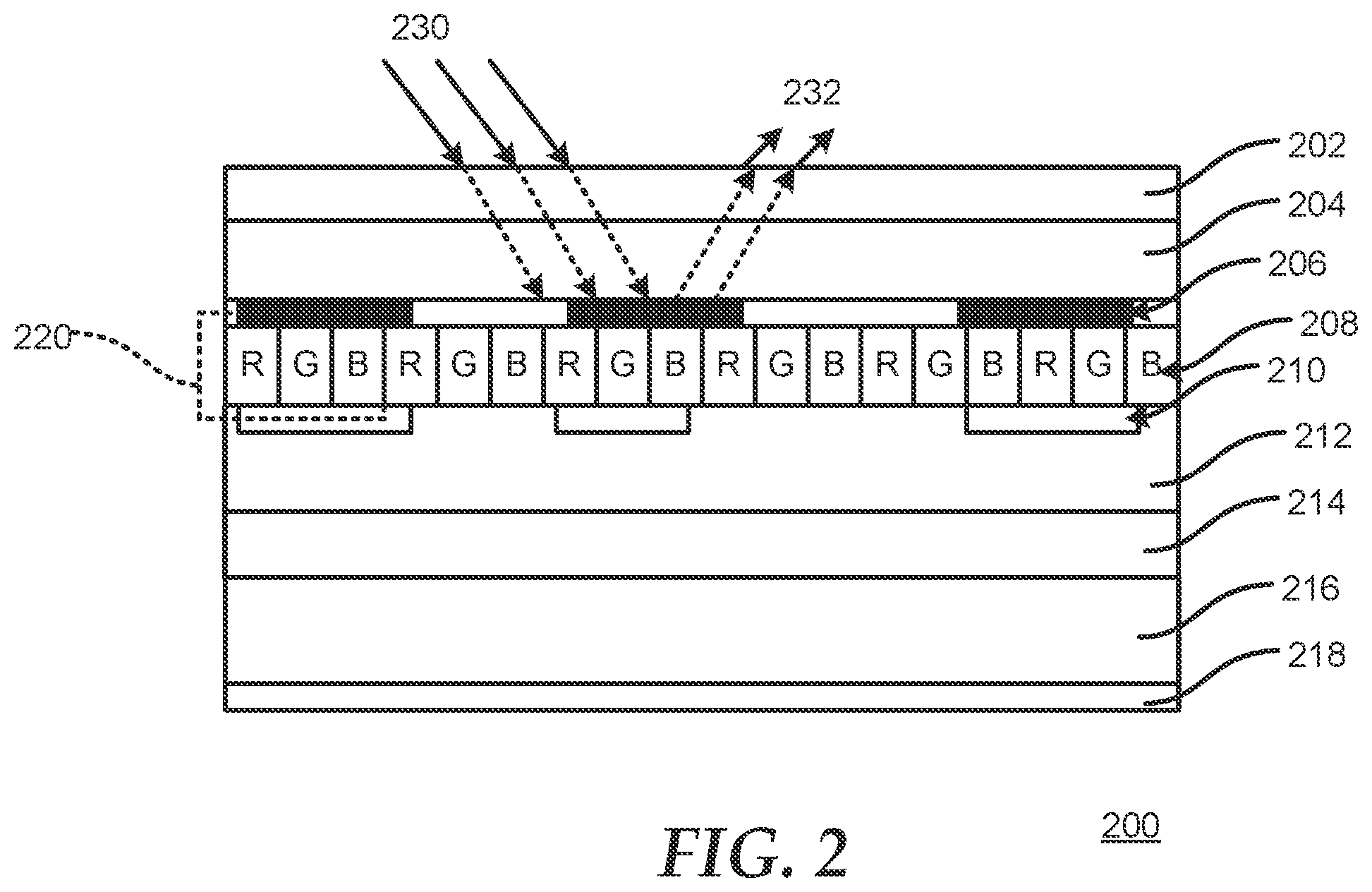 Patent US12321059 Figure 2 – Display panel with reduced reflectance