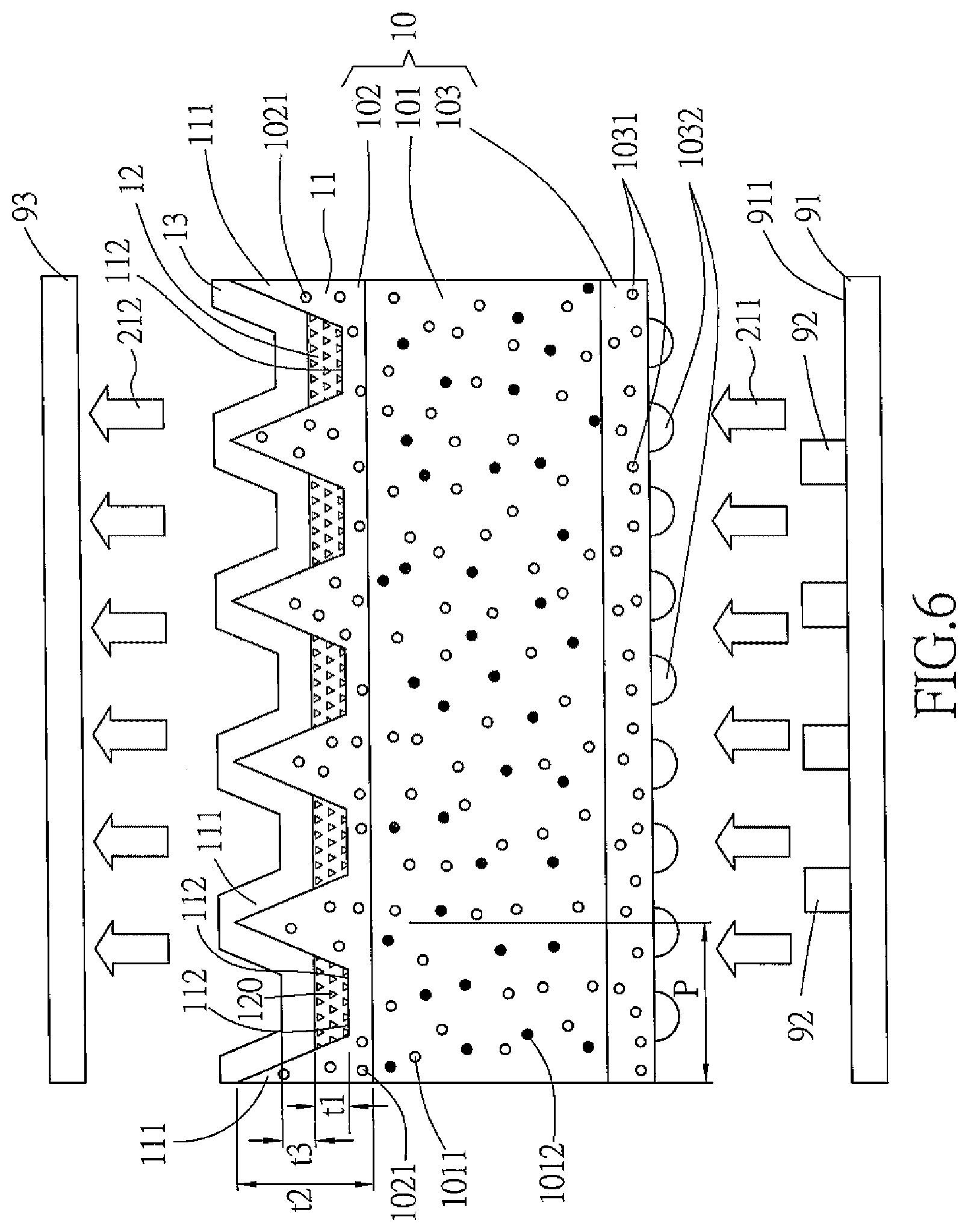 Patent US12321061 Figure 6 – Diffusion plate for use in backlight module with low optical path distance