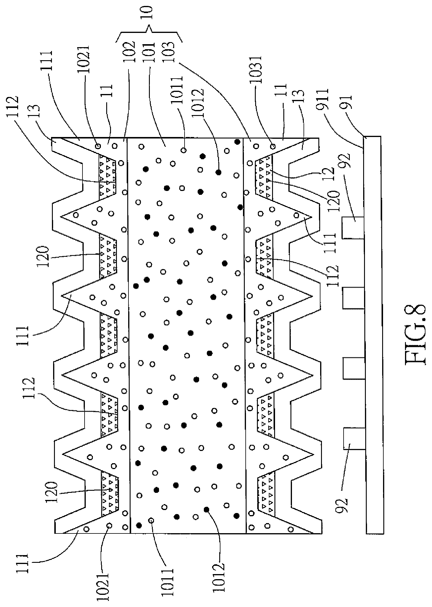 Patent US12321061 Figure 8 – Diffusion plate for use in backlight module with low optical path distance