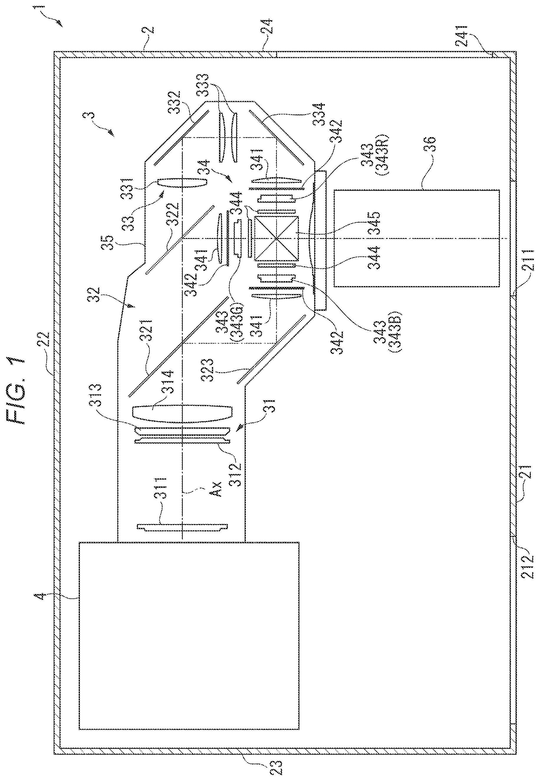 Patent US12321089 Figure 1 – Wavelength conversion element, light source device, and projector