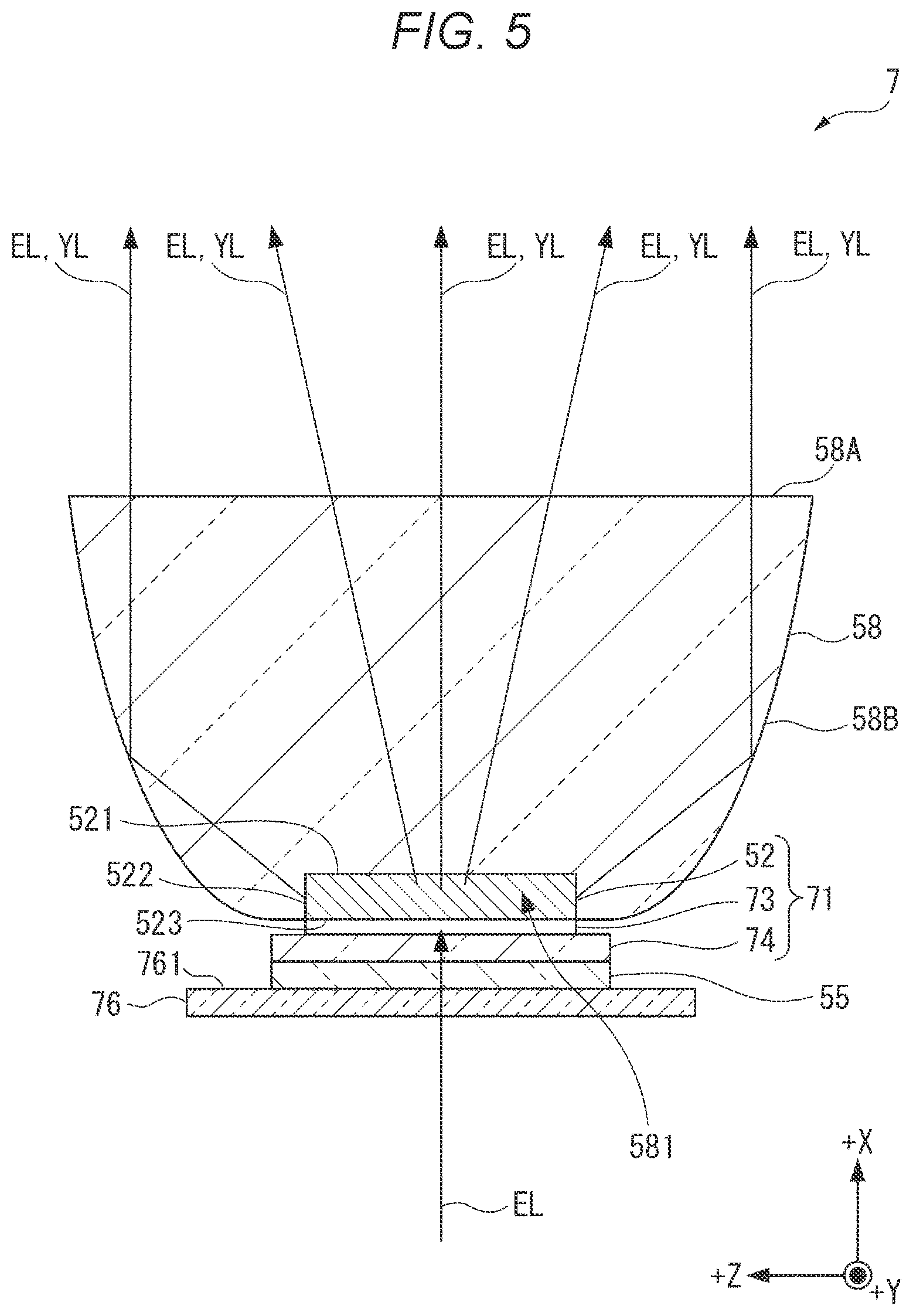Patent US12321089 Figure 5 – Wavelength conversion element, light source device, and projector