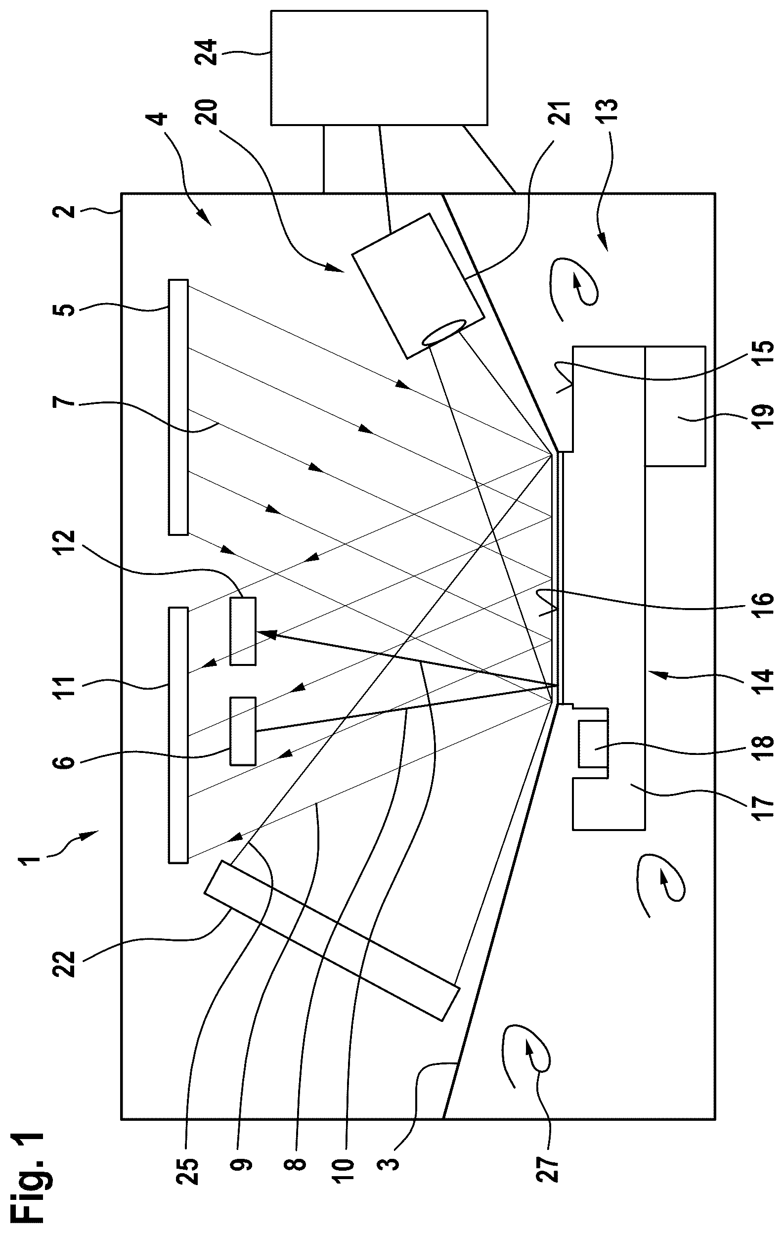Patent US12321106 Figure 1 – Device for detecting a temperature, installation for producing an optical element and method for producing an optical element