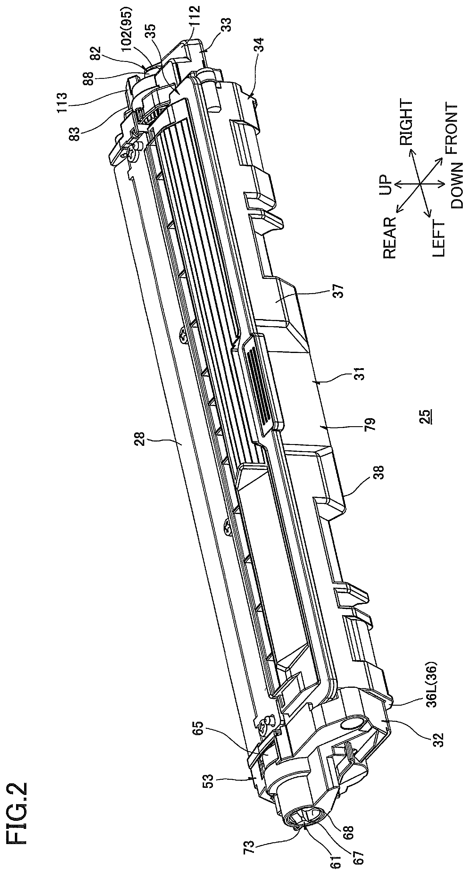 Patent US12321110 Figure 2 – Developing cartridge having coupling and developing roller