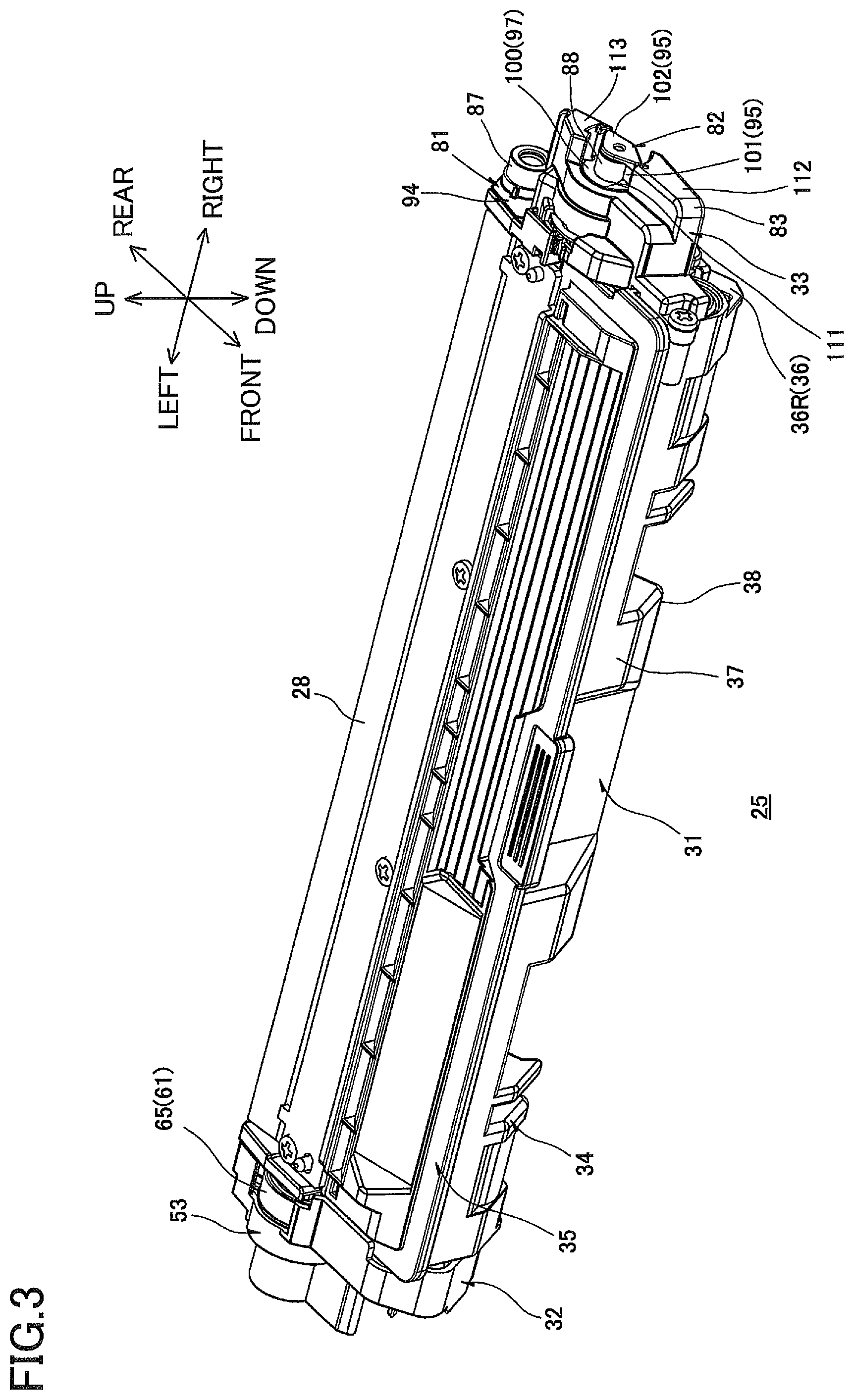 Patent US12321110 Figure 3 – Developing cartridge having coupling and developing roller