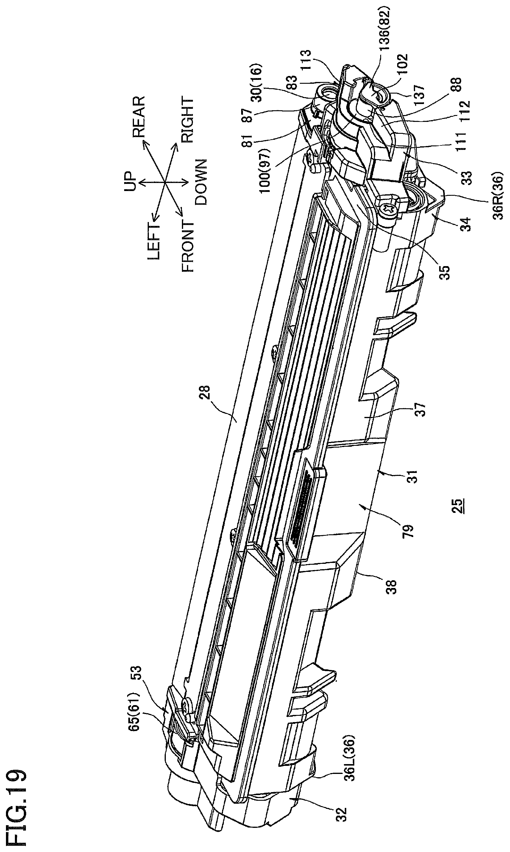 Patent US12321110 Figure 19 – Developing cartridge having coupling and developing roller