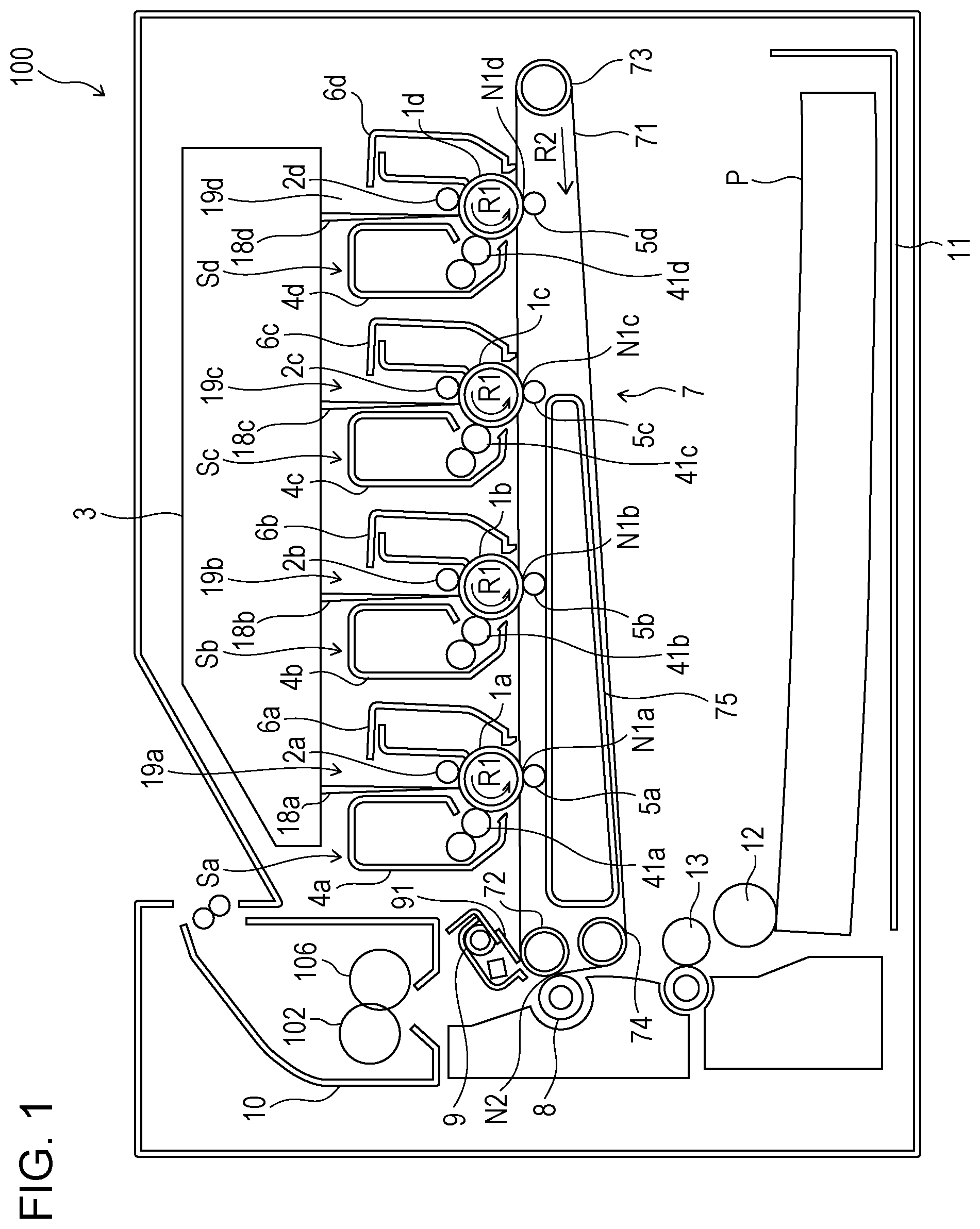 Patent US12321113 Figure 1 – Fixing apparatus to fix a toner image to a printing material