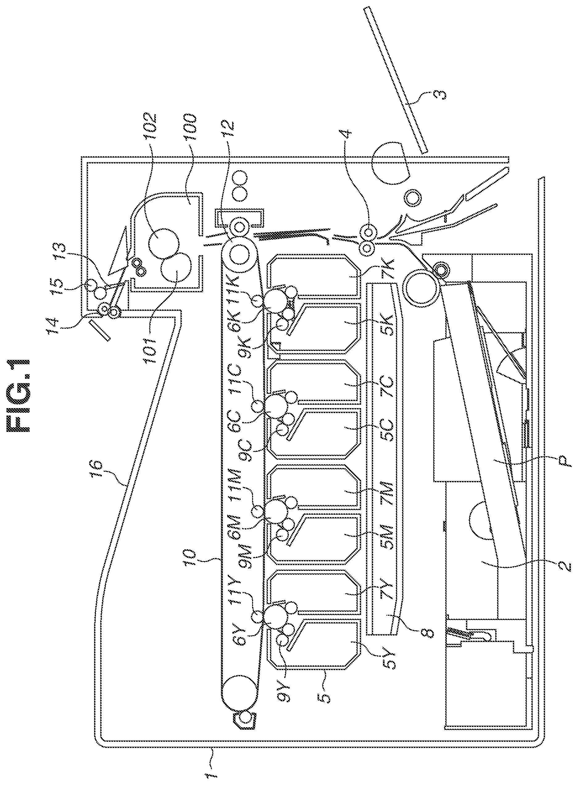 Patent US12321117 Figure 1 – Fixing device in which a power supply terminal in contact with an electrode of a heater and a power supply cable are arranged in an internal space of a film