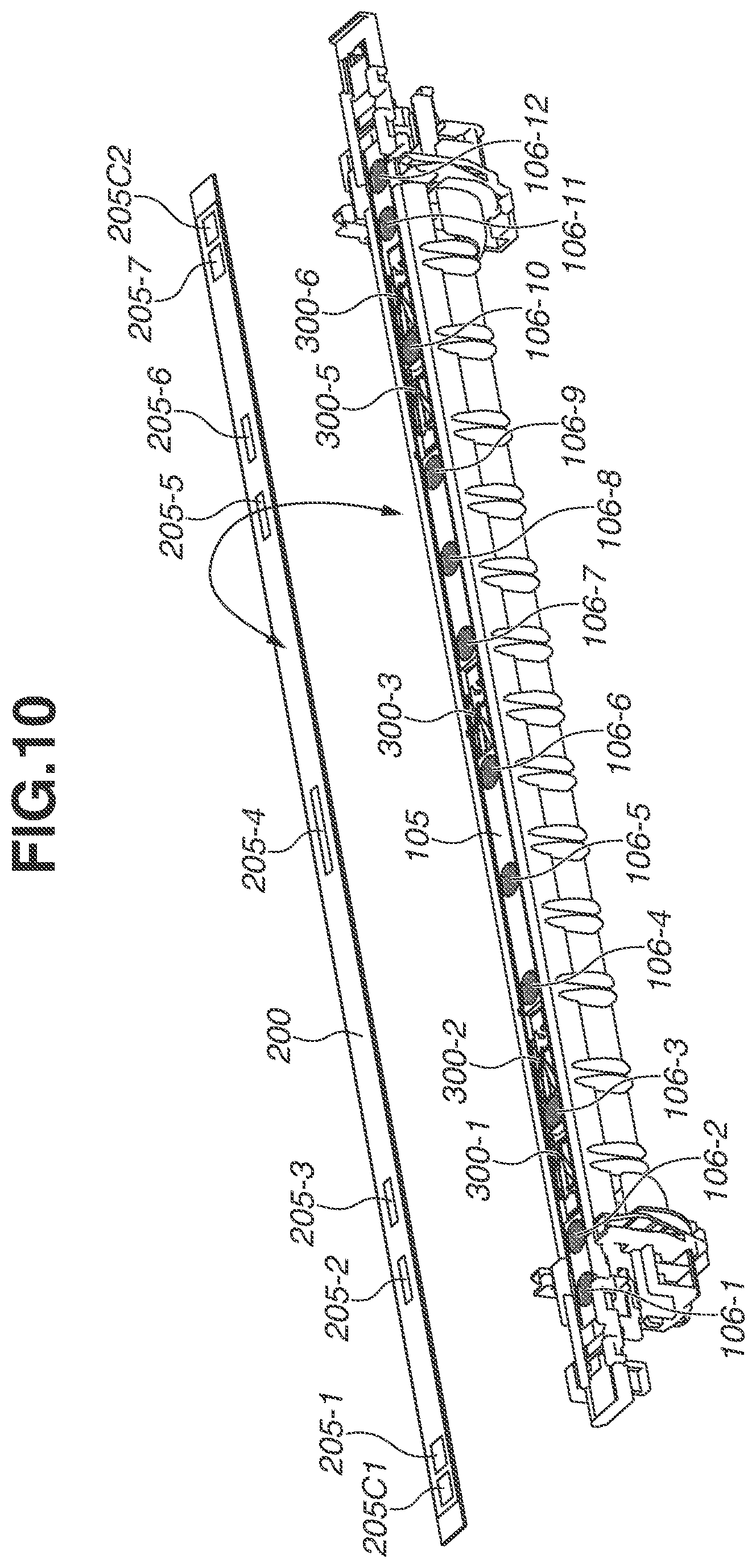 Patent US12321117 Figure 10 – Fixing device in which a power supply terminal in contact with an electrode of a heater and a power supply cable are arranged in an internal space of a film