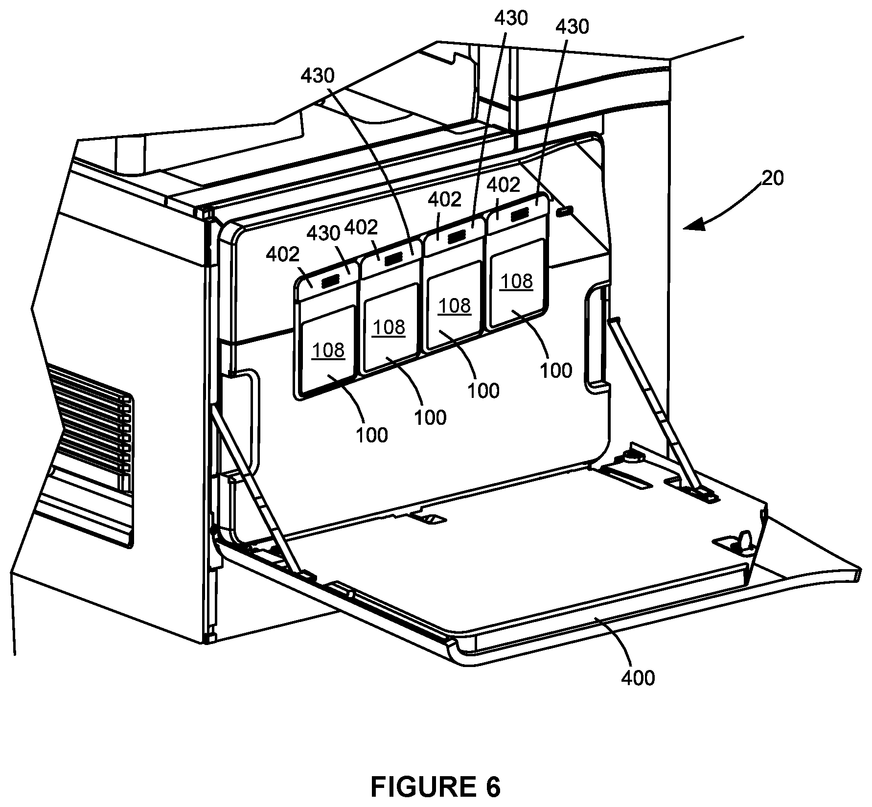 Patent US12321126 Figure 4 – Latching assembly for a toner container