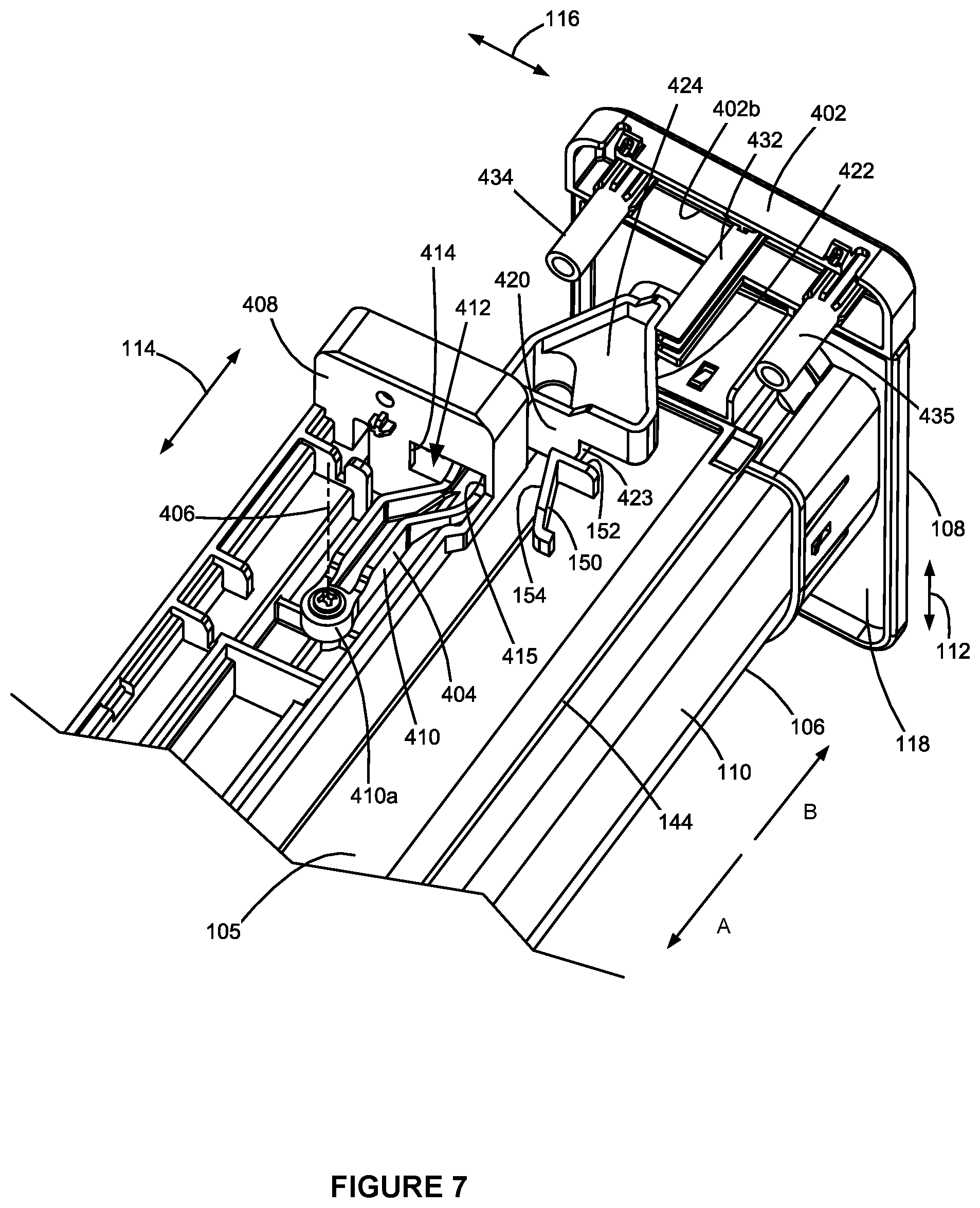 Patent US12321126 Figure 5 – Latching assembly for a toner container