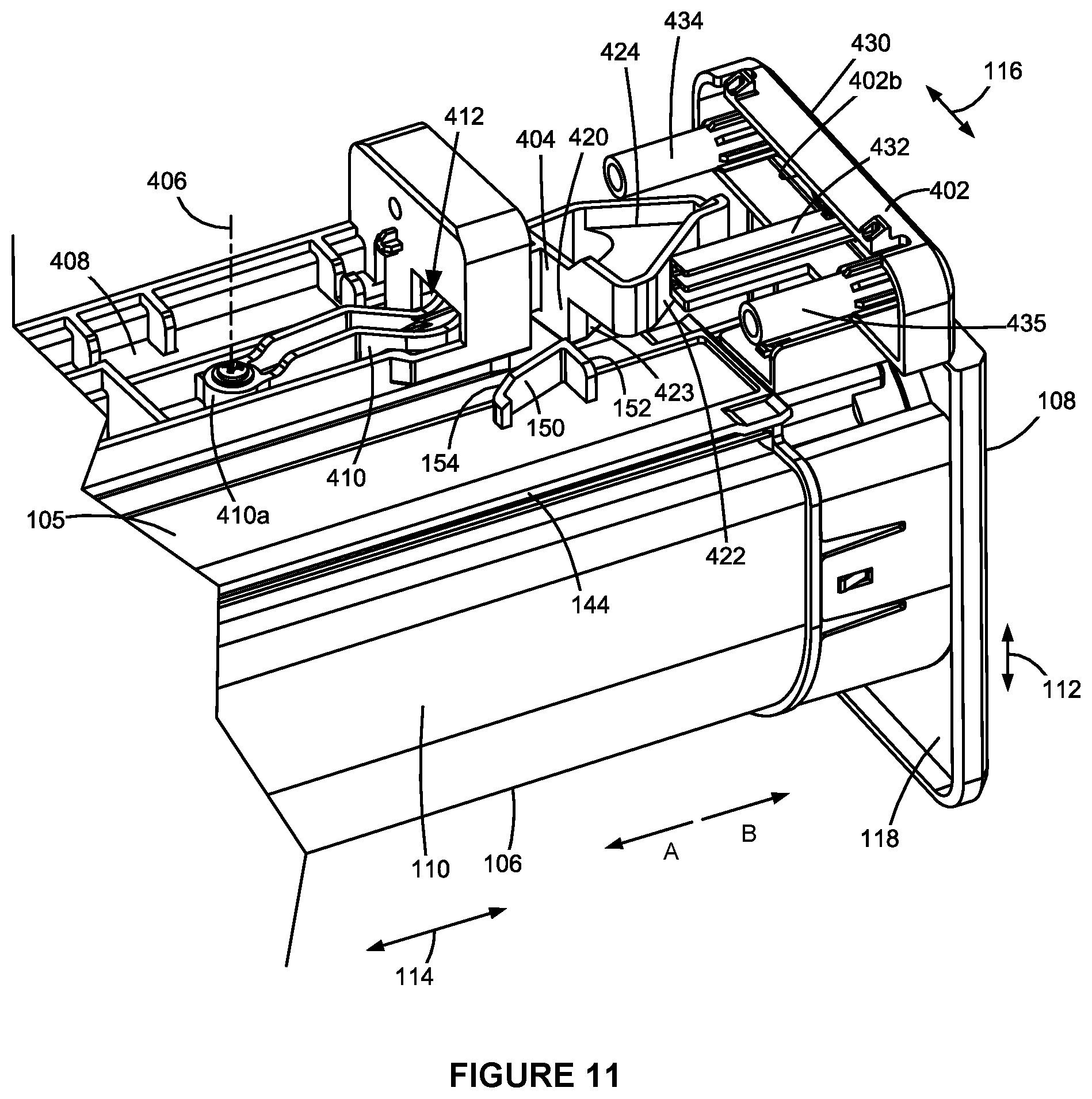 Patent US12321126 Figure 8 – Latching assembly for a toner container
