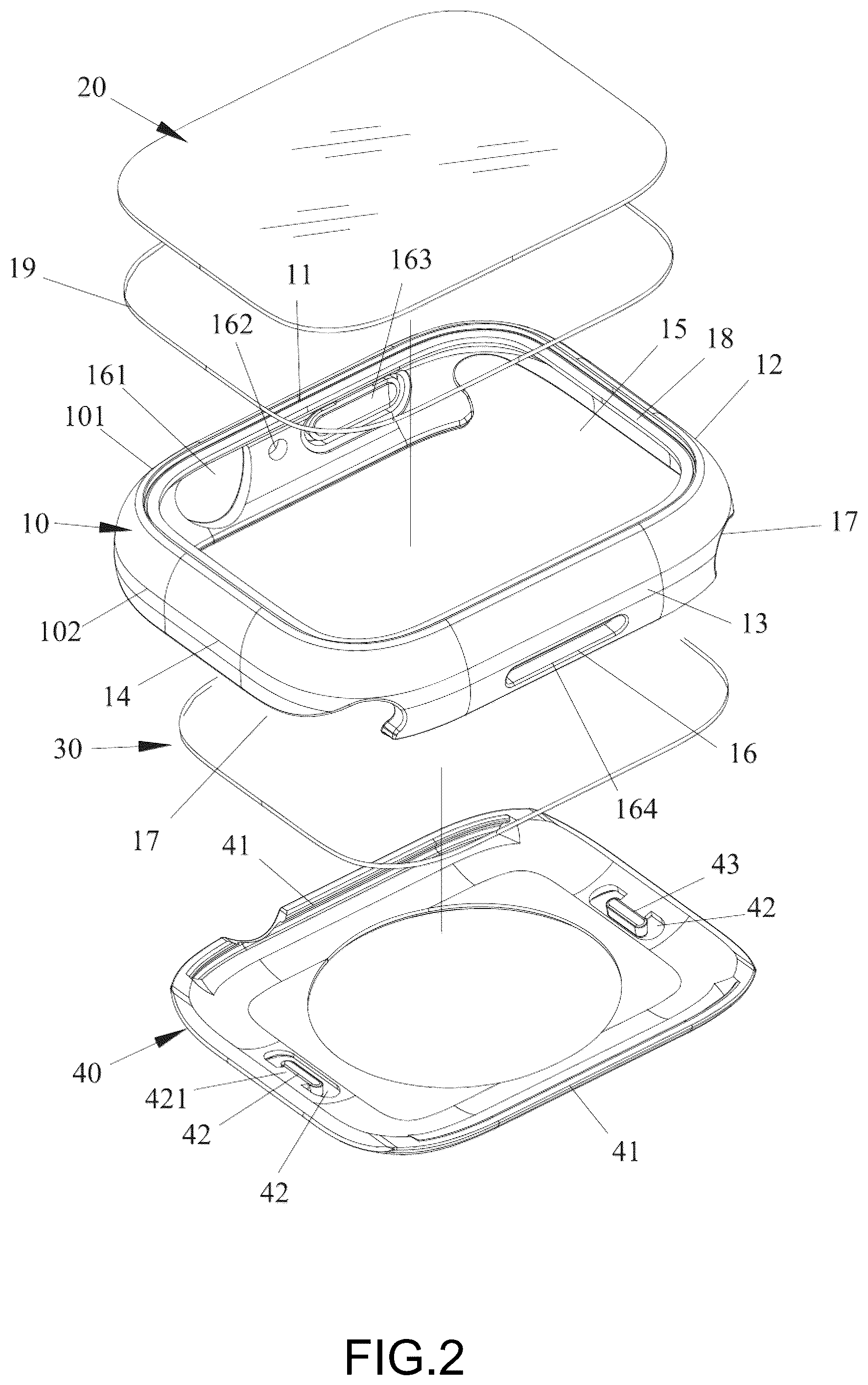 Patent US12321139 Figure 2 – Waterproof protective case for smart watches