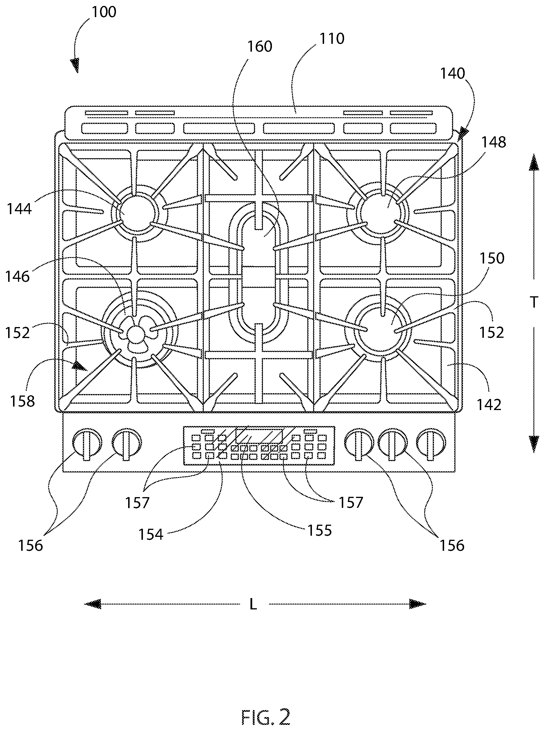 Patent US12321182 Figure 2 – Cooktop appliance with variable closed-loop controls
